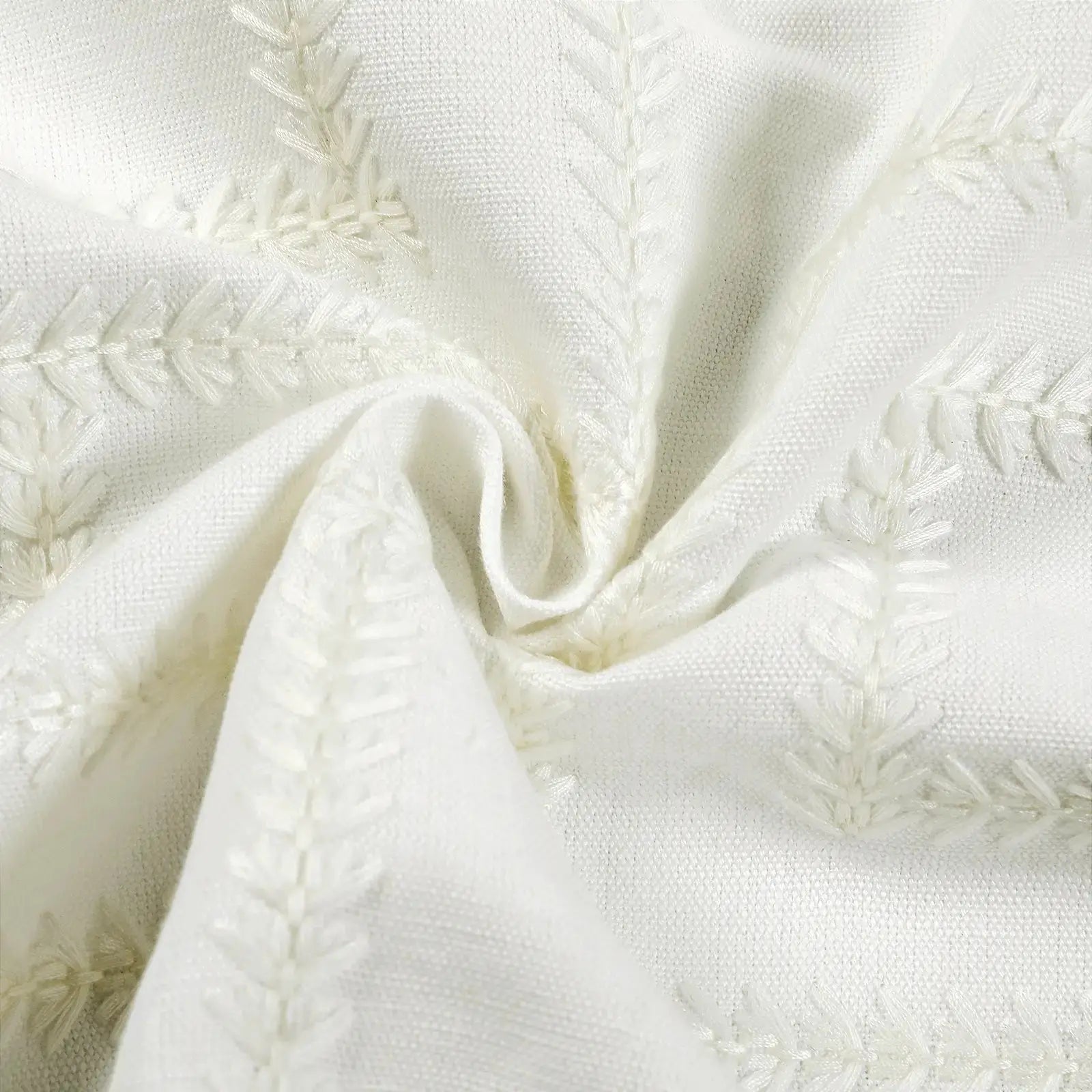 linen cotton embroidered pleated drapery for elegant insulated style
