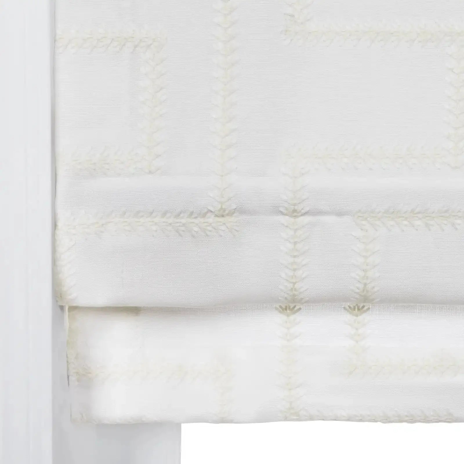 Linnea Linen Cotton Embroidered Roman Shade Cordless -TWOPAGES