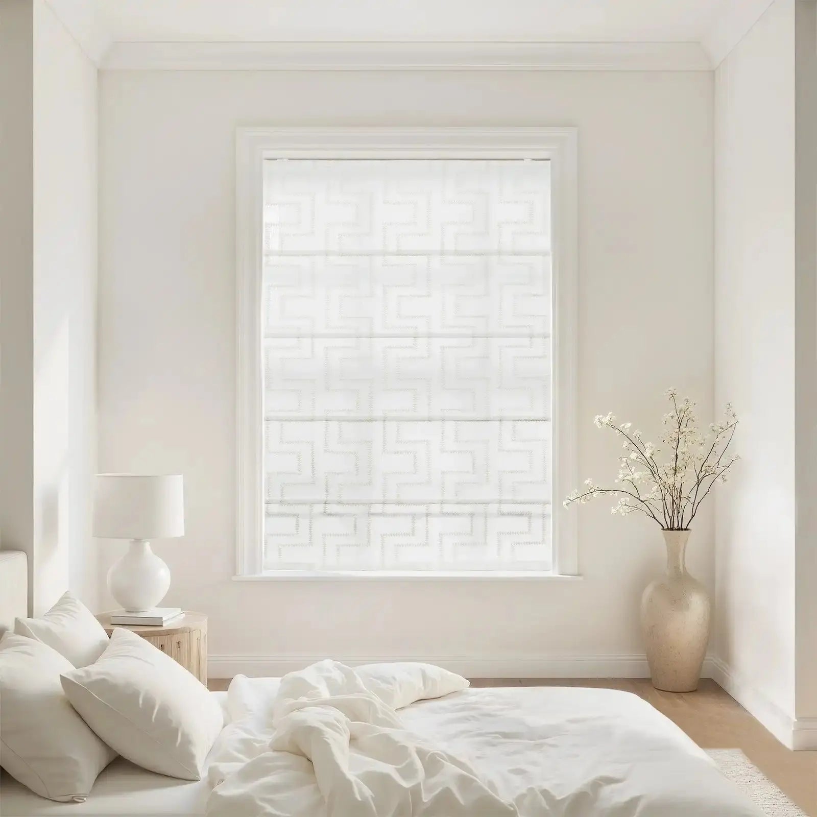 Linnea Linen Cotton Embroidered Roman Shade Cordless -TWOPAGES