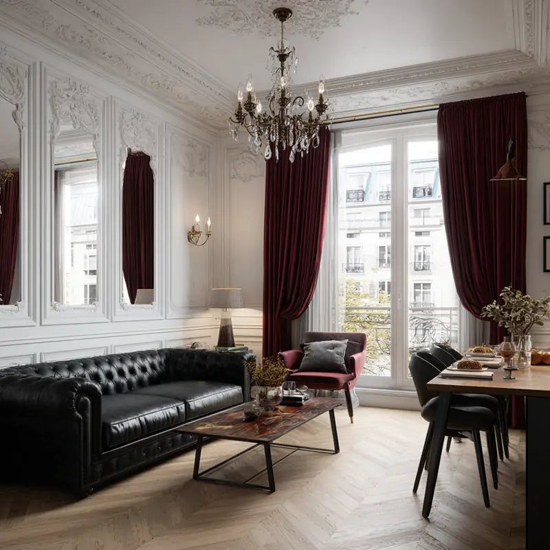 Red velvet pinch pleat luxury drapes with blackout insulation for rich style