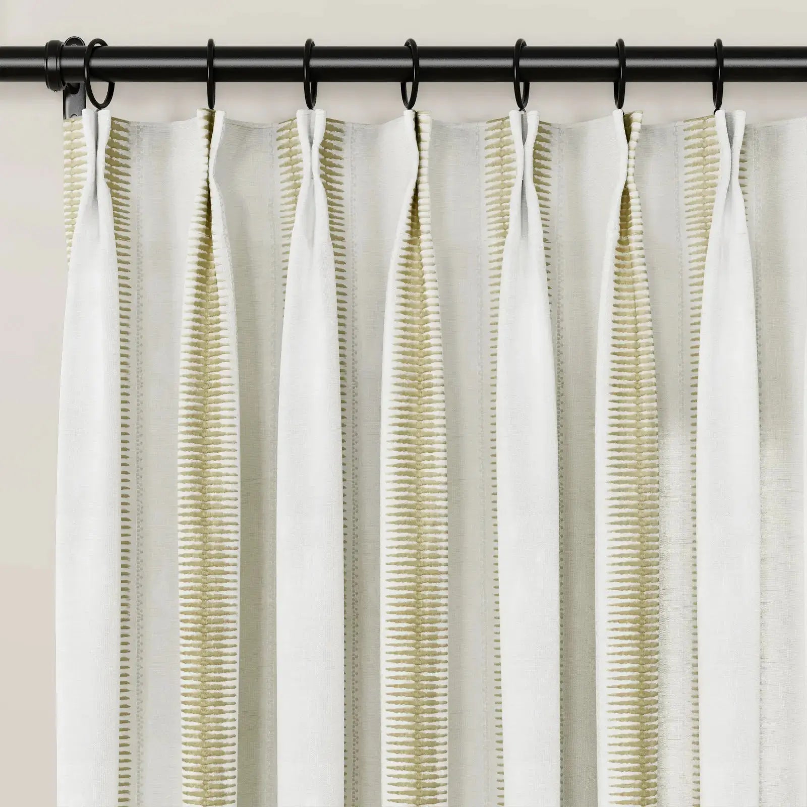 linen cotton embroidered pleated drapery for elegant insulated style