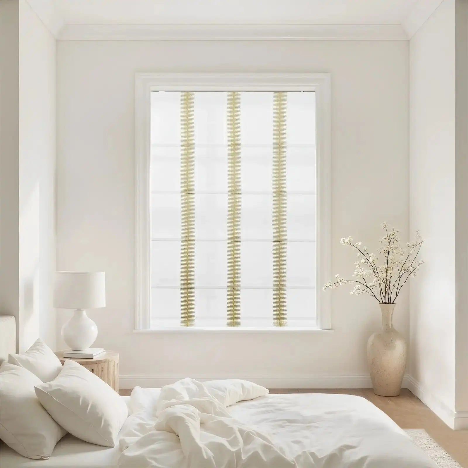 Linnea Linen Cotton Embroidered Roman Shade Cordless -TWOPAGES