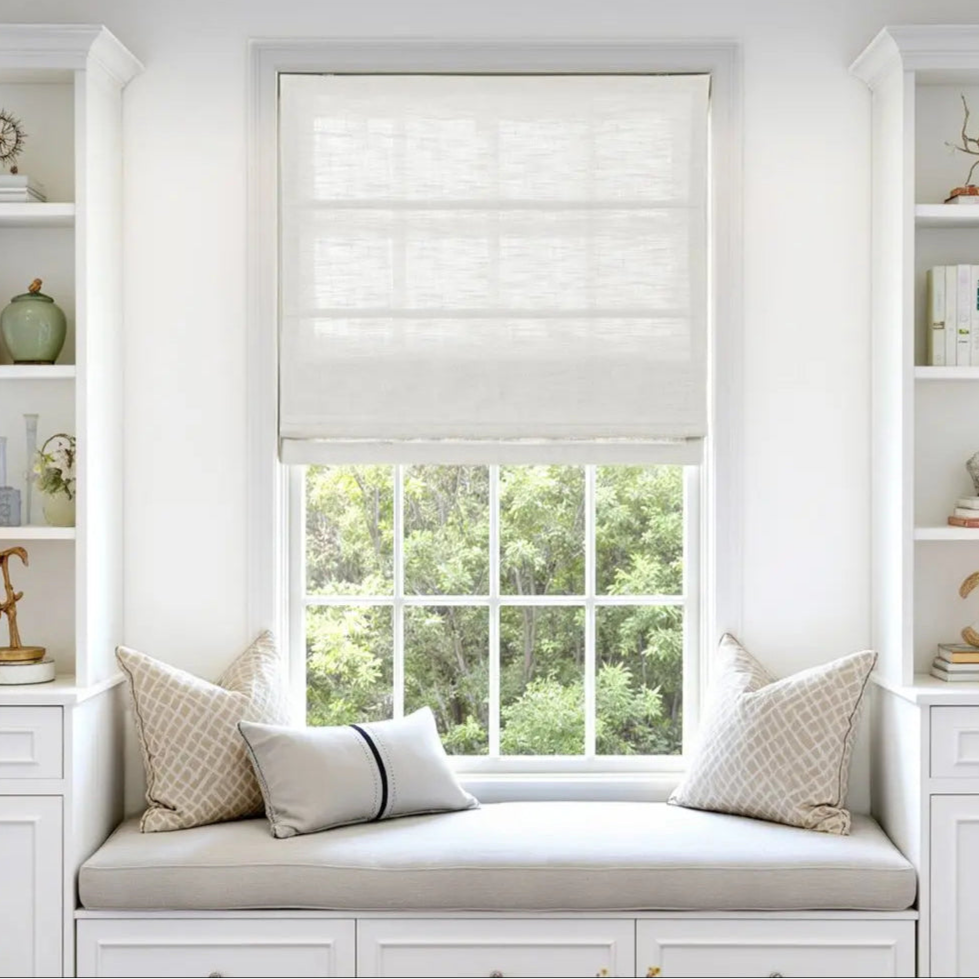 Custom Linen Roman Shade Cordless