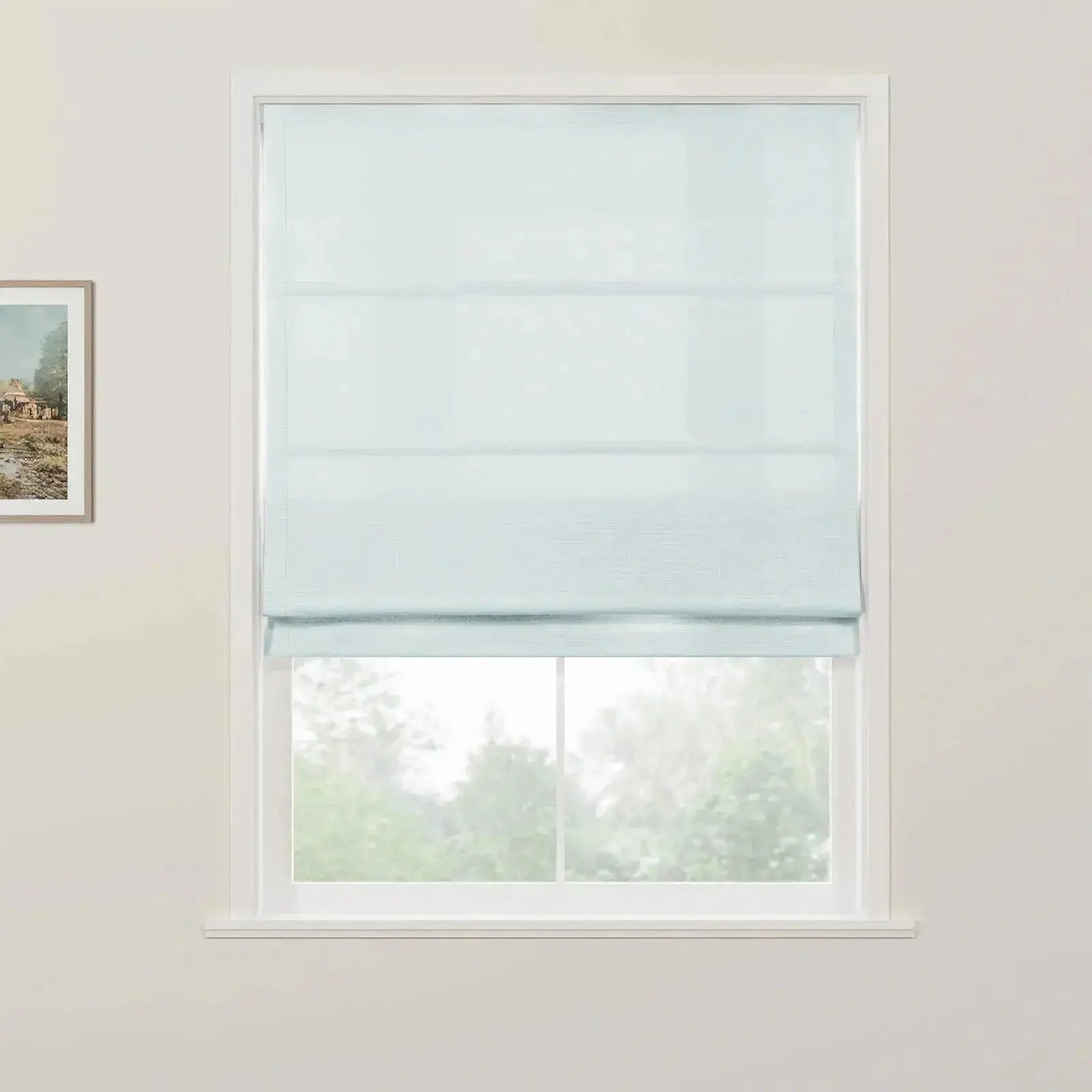 Jawara Linen Cotton Roman Shade Cordless- J401-23 Light Blue-TWOPAGES