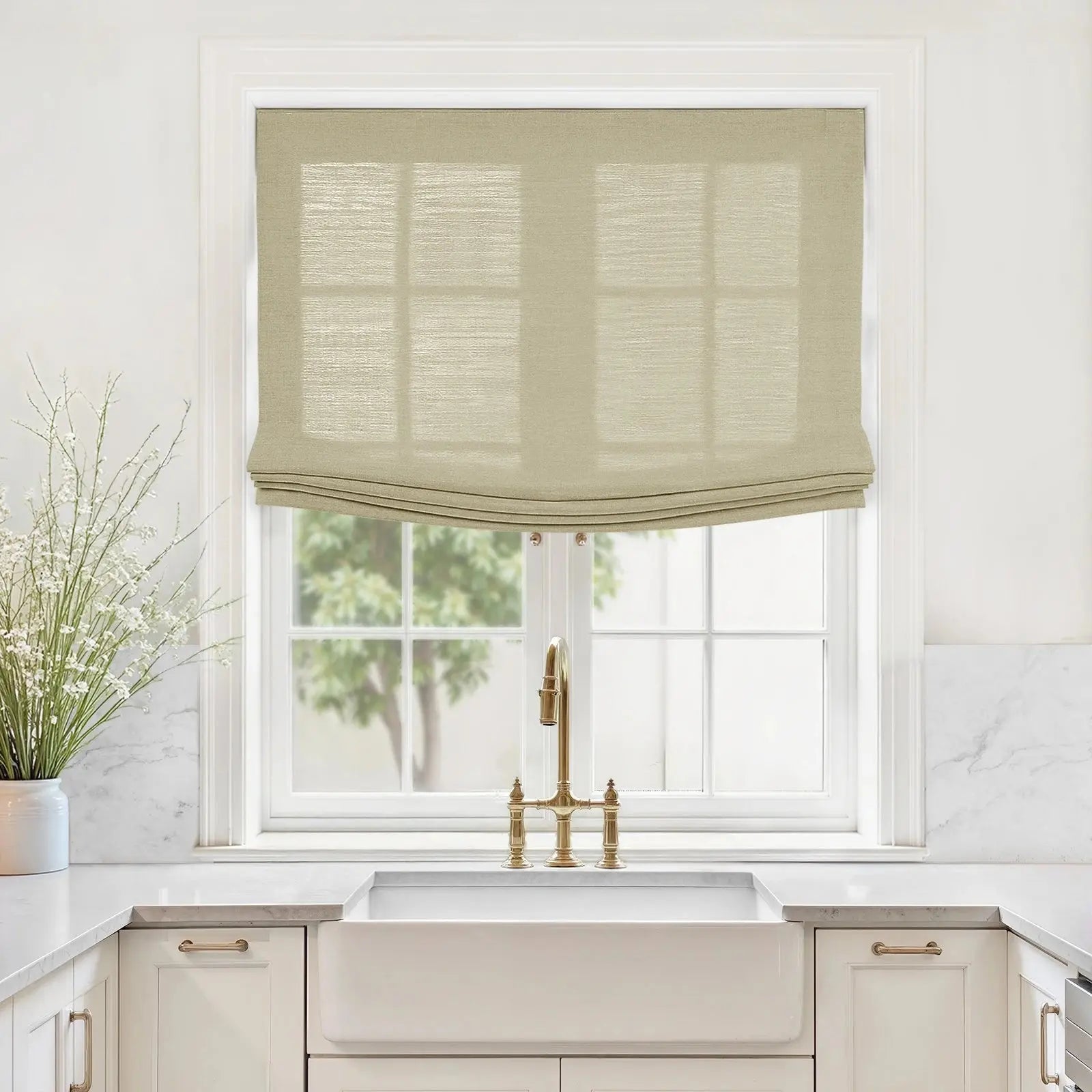 Custom Relaxed Roman Shades Cord Lift -TWOPAGES