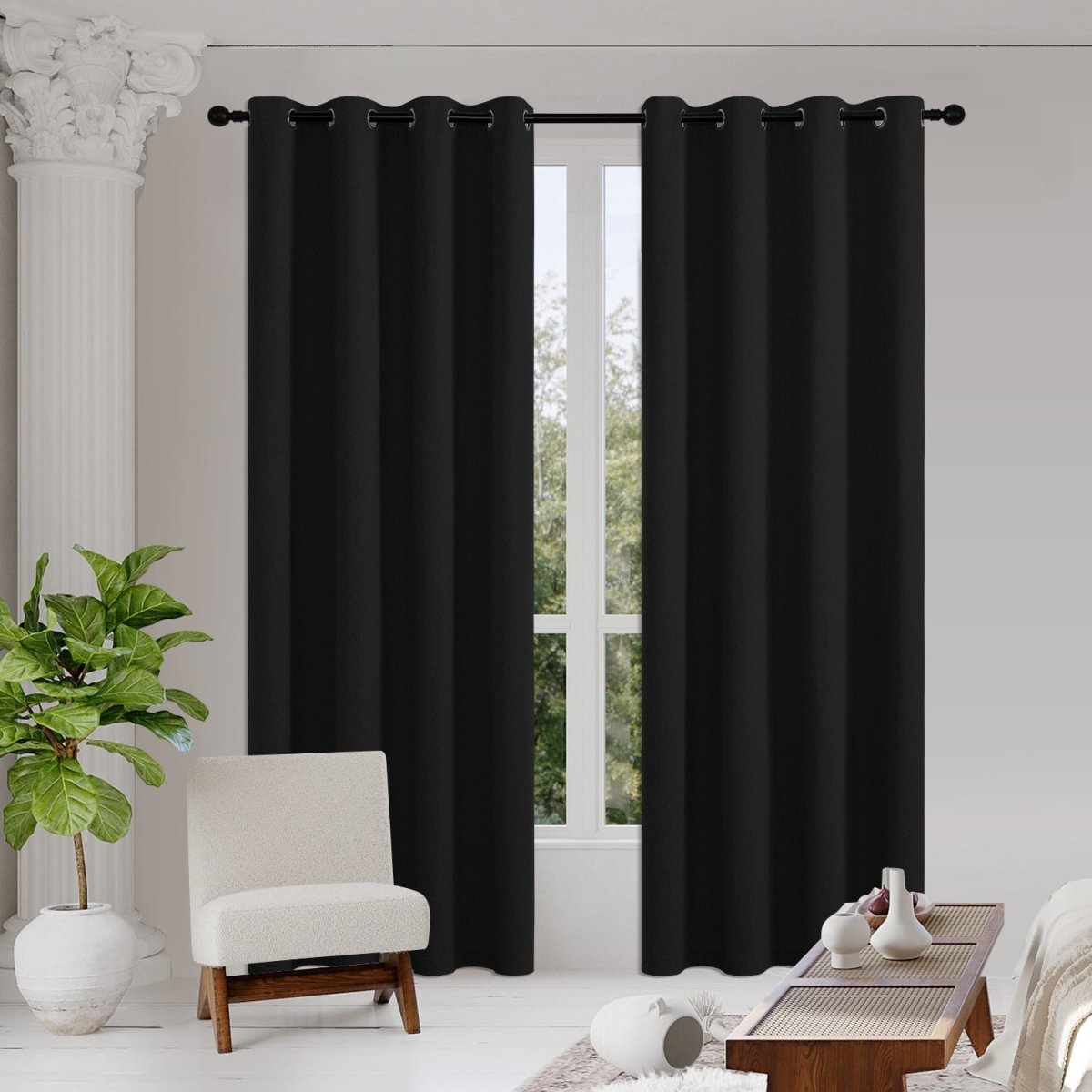 Joydeco 100% Blackout Curtains Thermal Insulated Long Curtains & Drapes 2 Panels