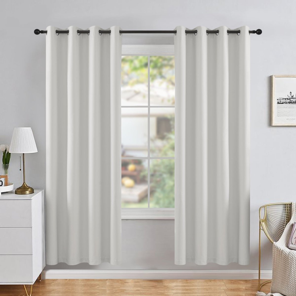 Joydeco Blackout Curtains 2 Panels Set, featuring thermal insulated long curtains Beige Curtains