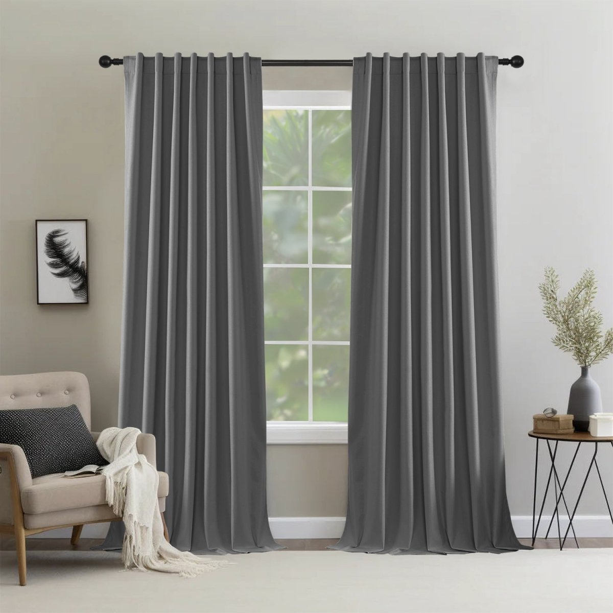 Joydeco Blackout Curtains 2 Panels Set, featuring thermal insulated long curtains Dark Beige Curtains