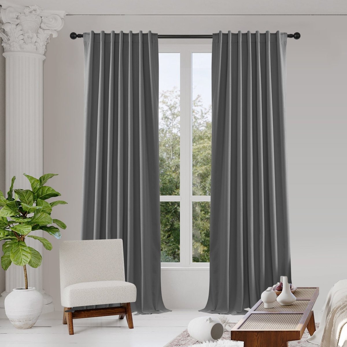 Joydeco Blackout Curtains 2 Panels Set, featuring thermal insulated long curtains Dark Beige Curtains