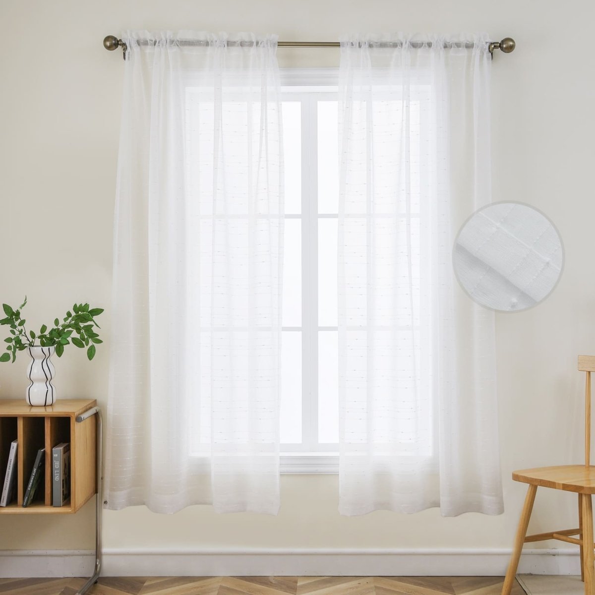 Joydeco white sheer curtains, lightweight semi-drape panels for bright, airy rooms.