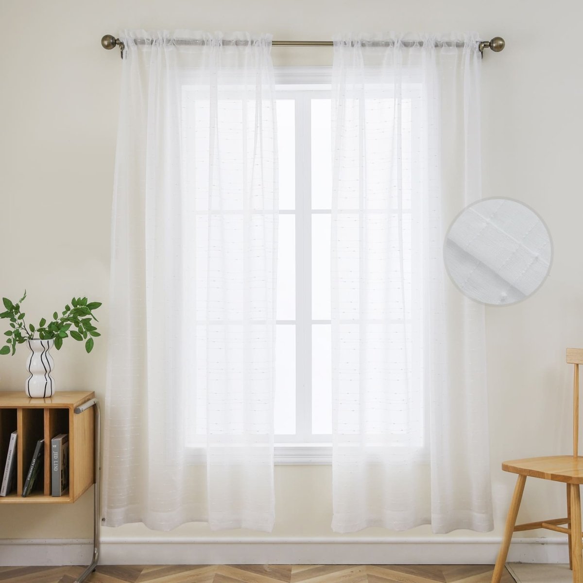 White Sheer Curtains Lightweight Semi Sheer Drape Panels