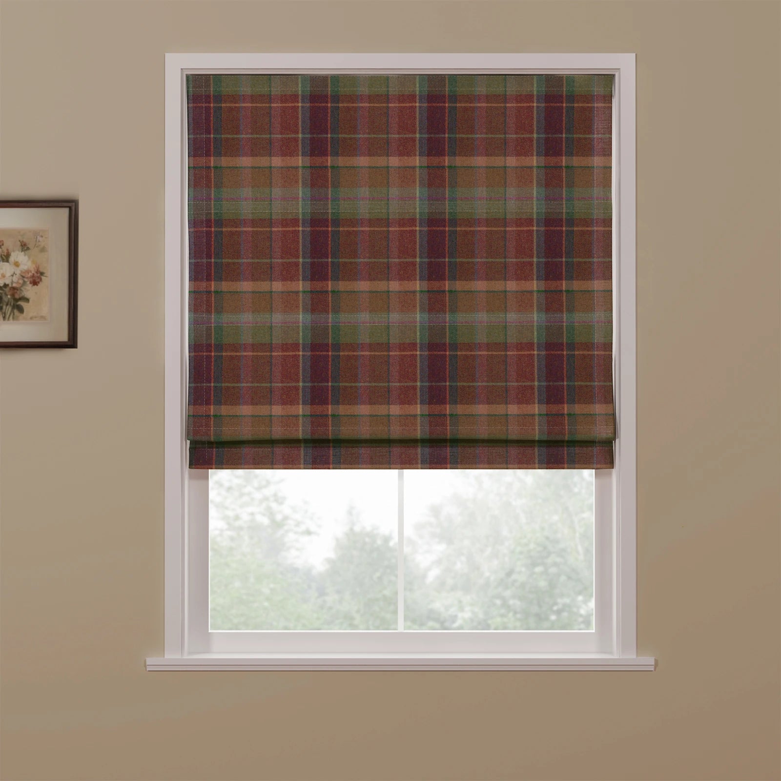 Karin Plaid Pure Wool Thermal Roman Shade Cordless