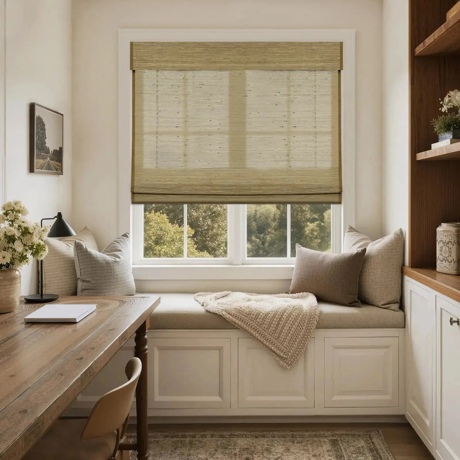 Rae Natural Jute Flax Woven Shade - Khaki- -TWOPAGES CURTAINS