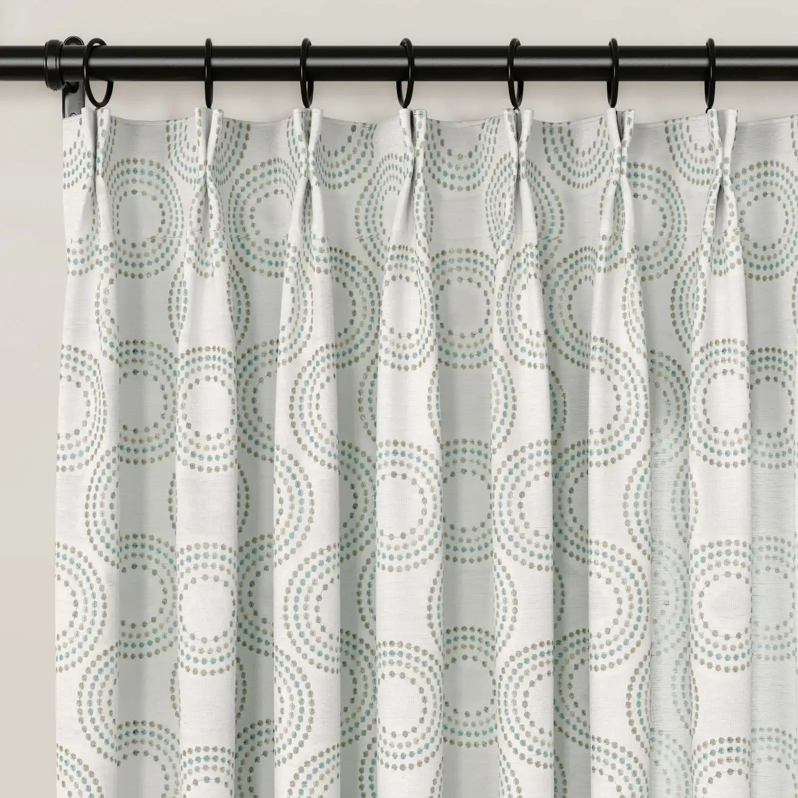 linen cotton embroidered pleated drapery for elegant insulated style