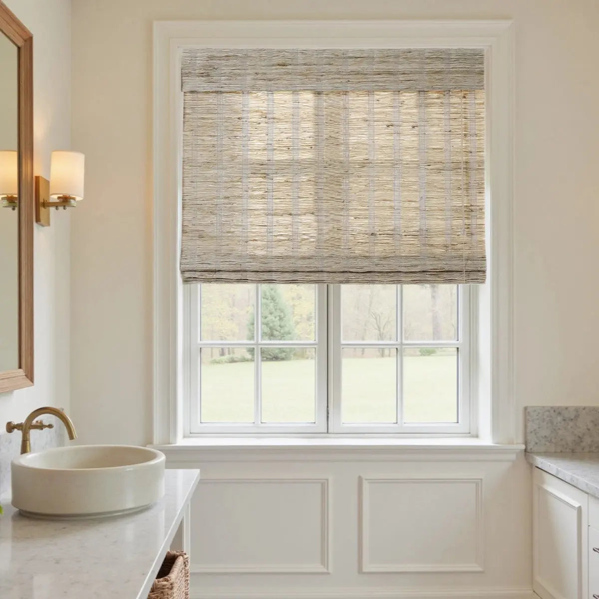 Natural Ramie Bamboo Woven Shade - Almond -TWOPAGES CURTAINS