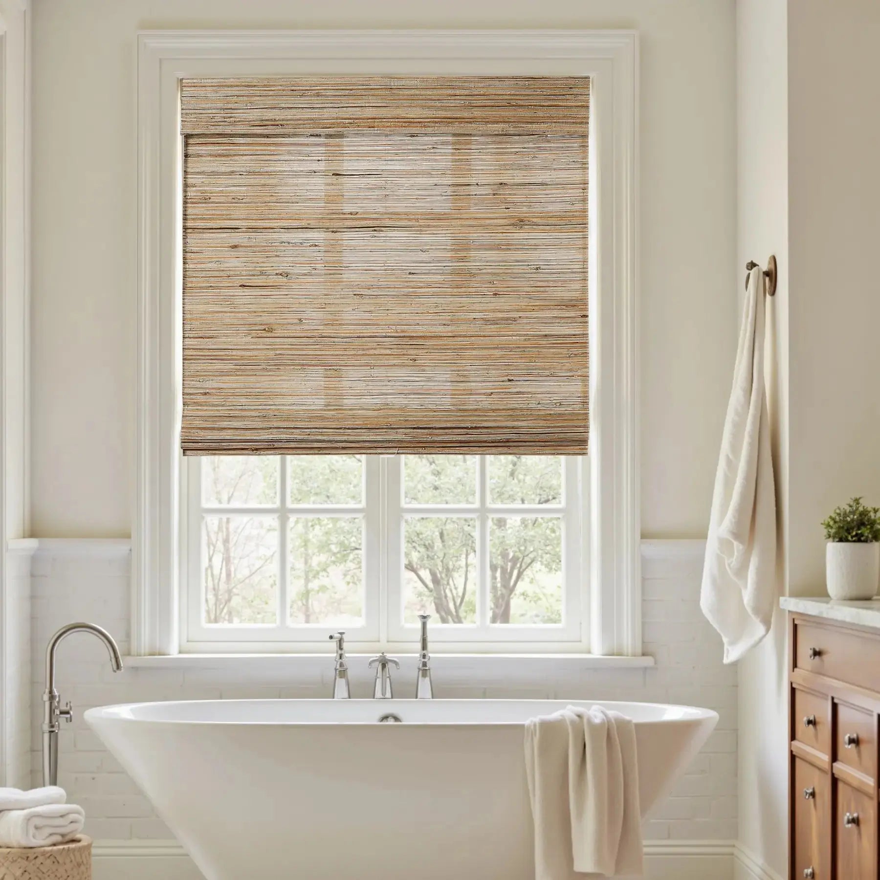 Natural Ramie Bamboo Woven Shade - Honeynut -TWOPAGES CURTAINS