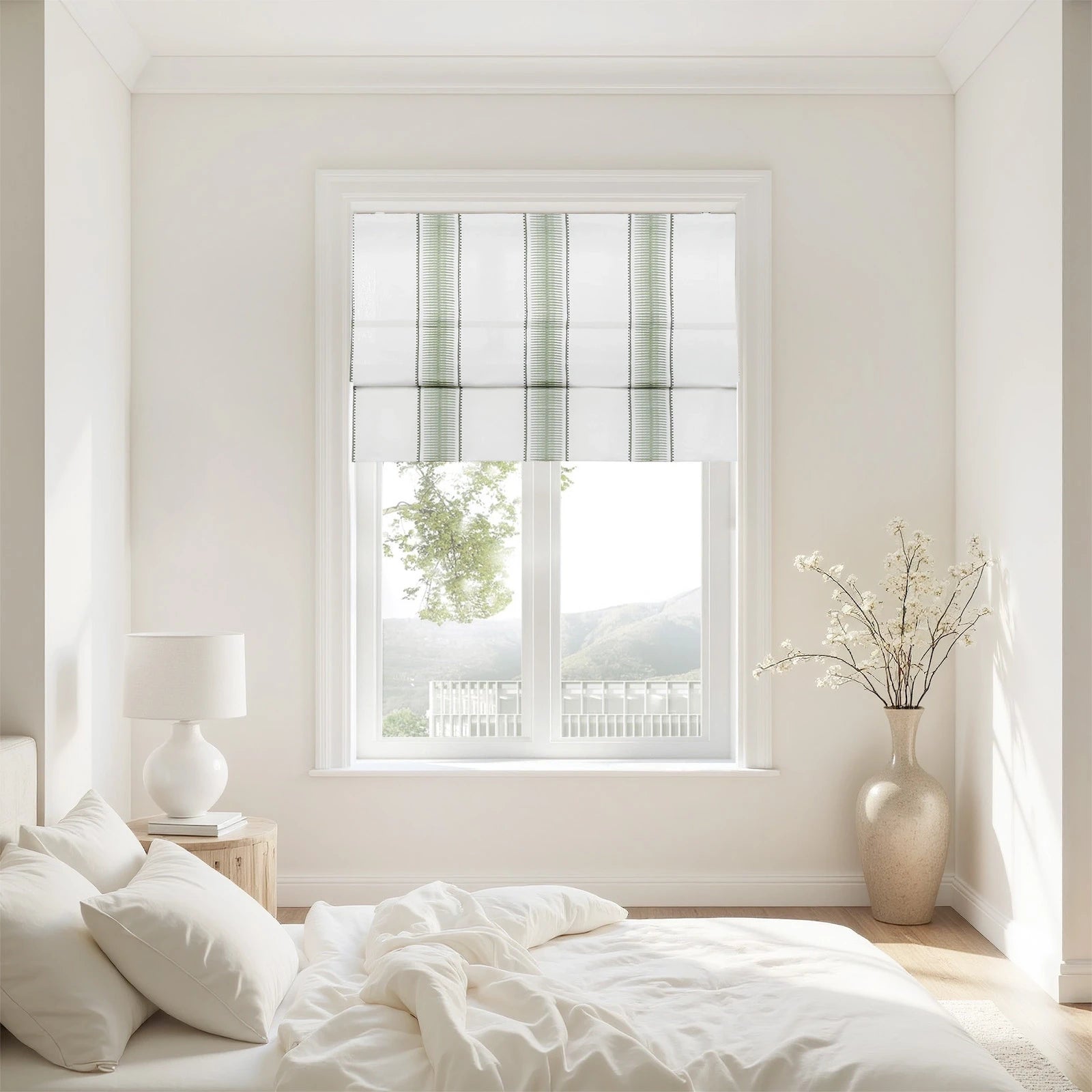 Linnea Linen Cotton Embroidered Roman Shade Cordless