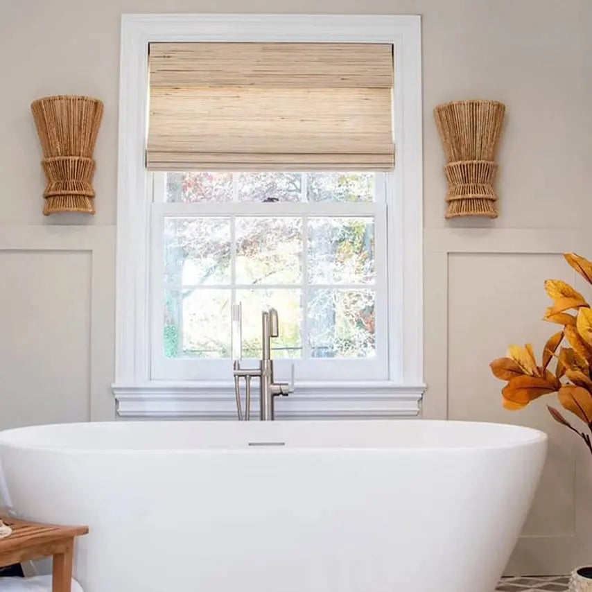 Rae Natural Ramie Jute Woven Wood Shades - Series D -TWOPAGES CURTAINS