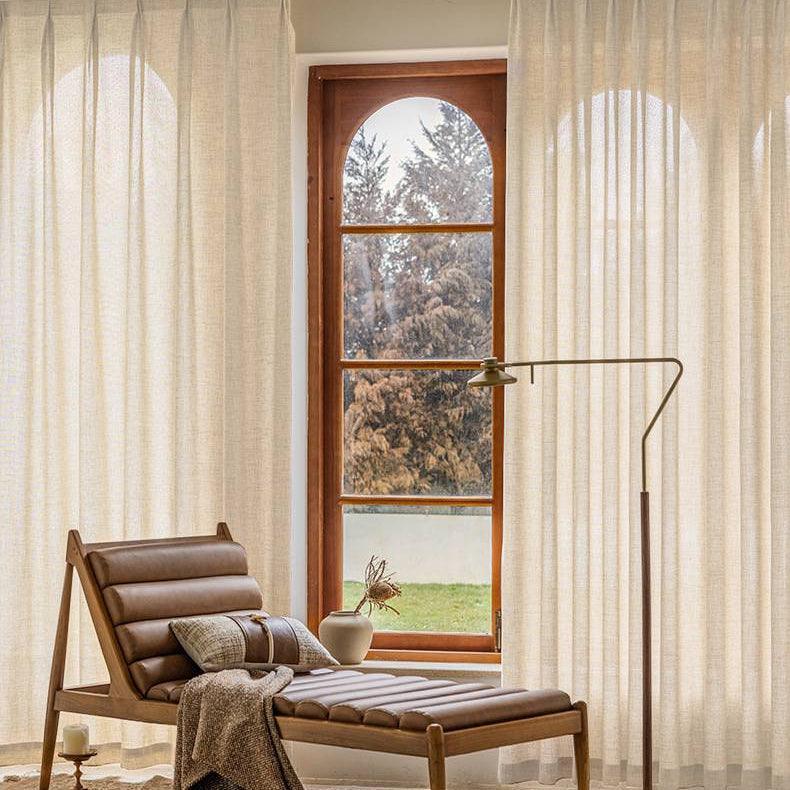 Mead Faux Linen Texture Grommet Soft Top Custom Curtains Mead