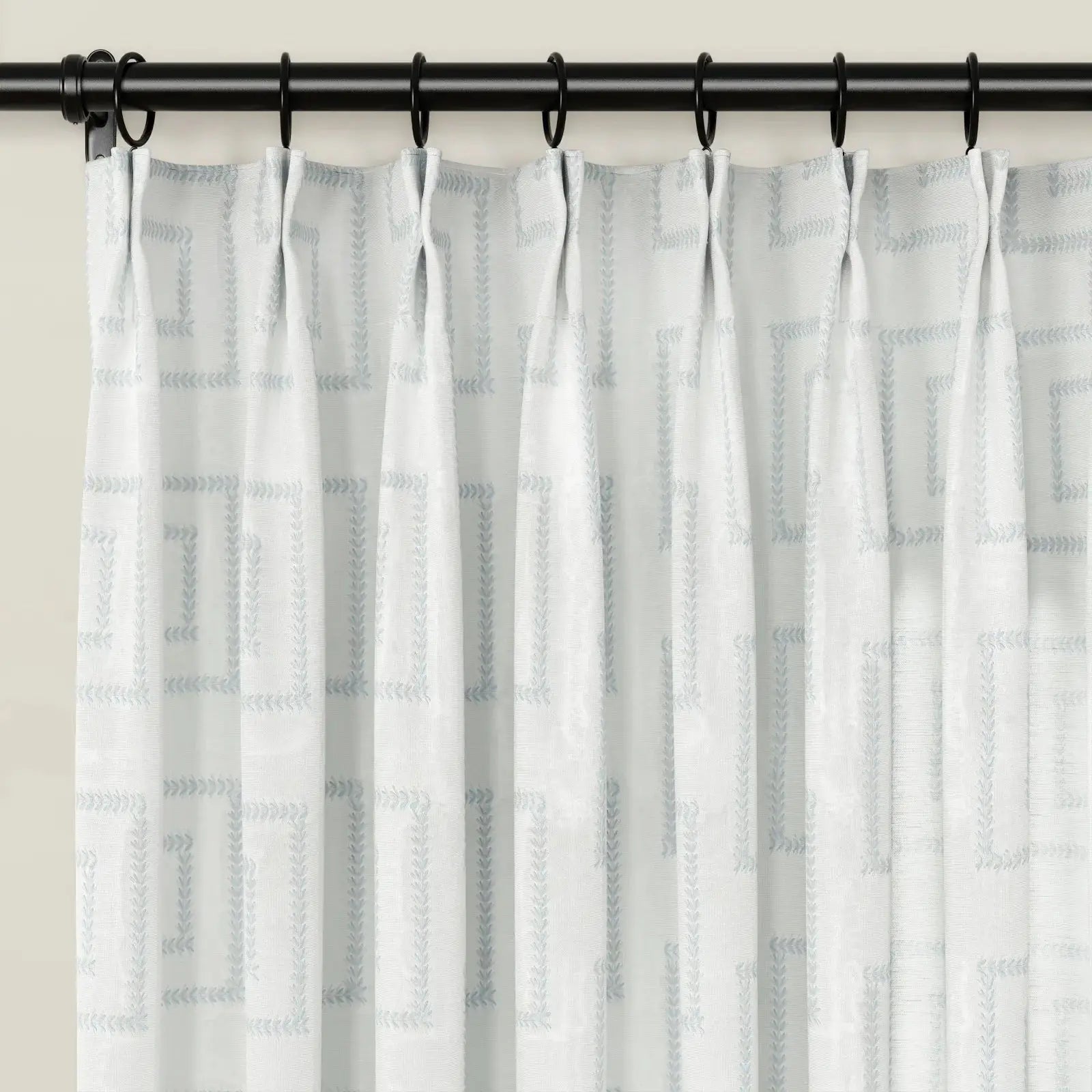 linen cotton embroidered pleated drapery for elegant insulated style