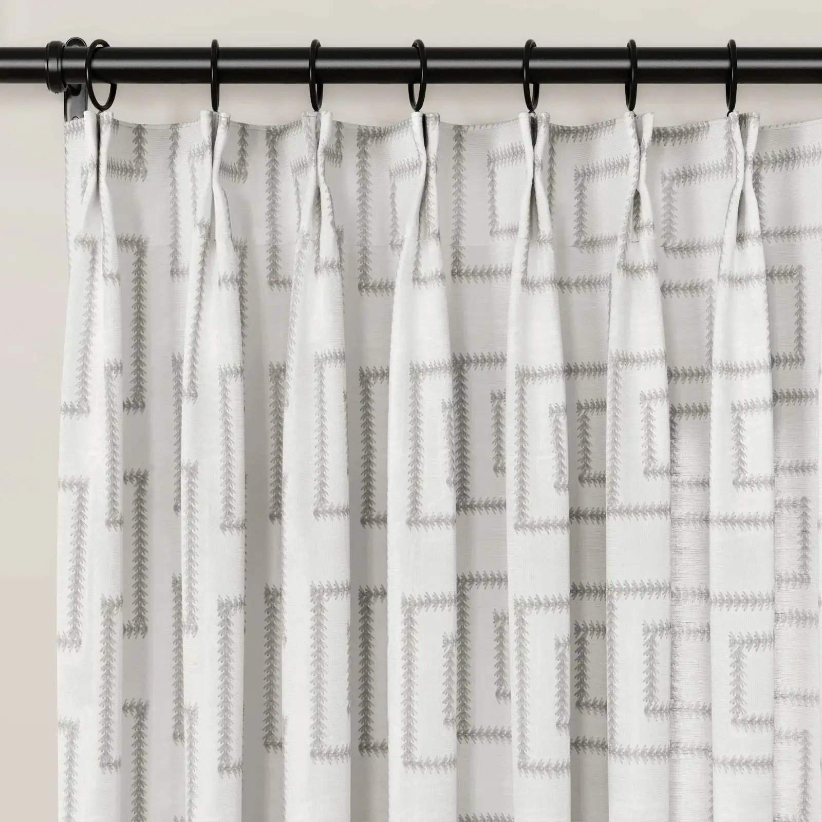 linen cotton embroidered pleated drapery for elegant insulated style