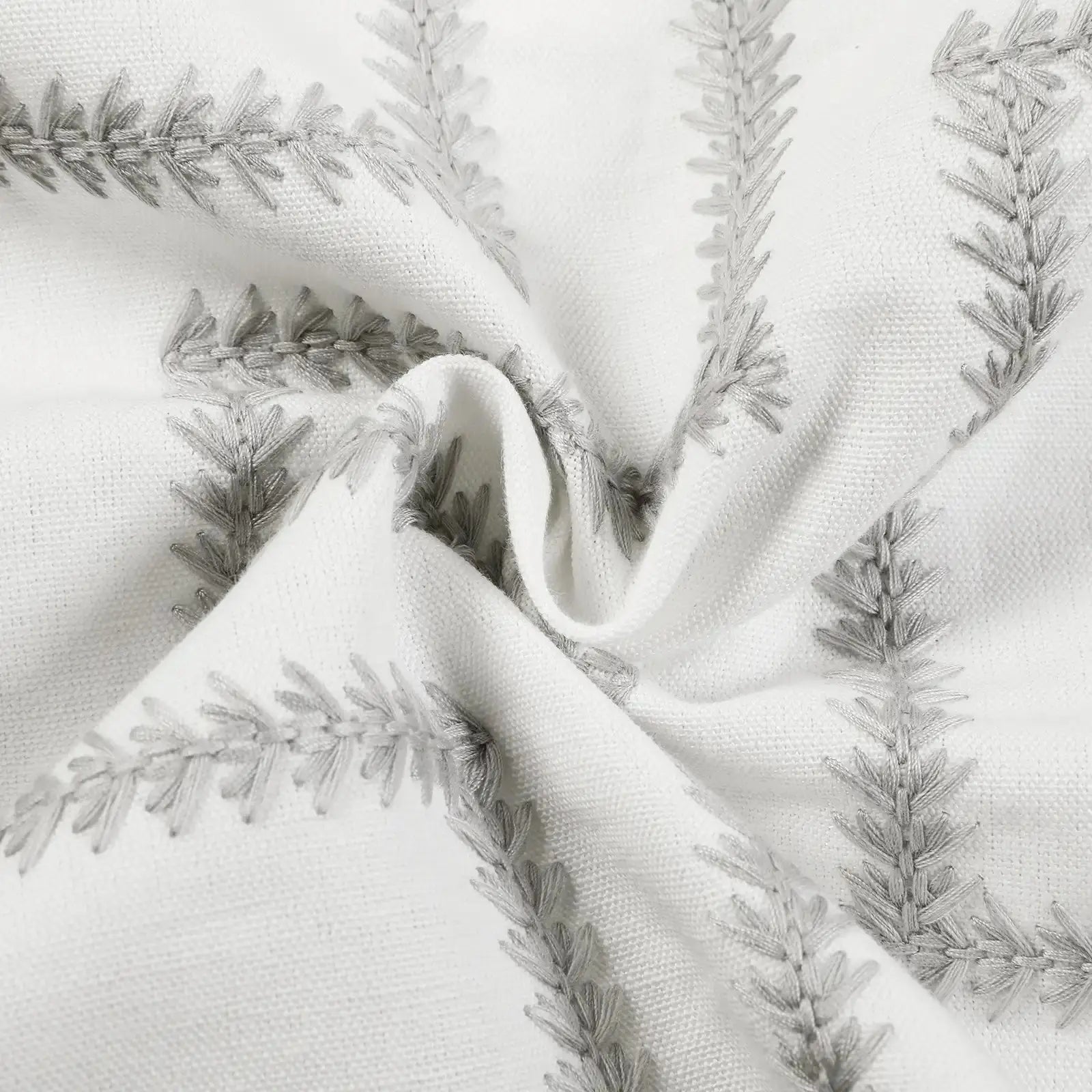 linen cotton embroidered pleated drapery for elegant insulated style