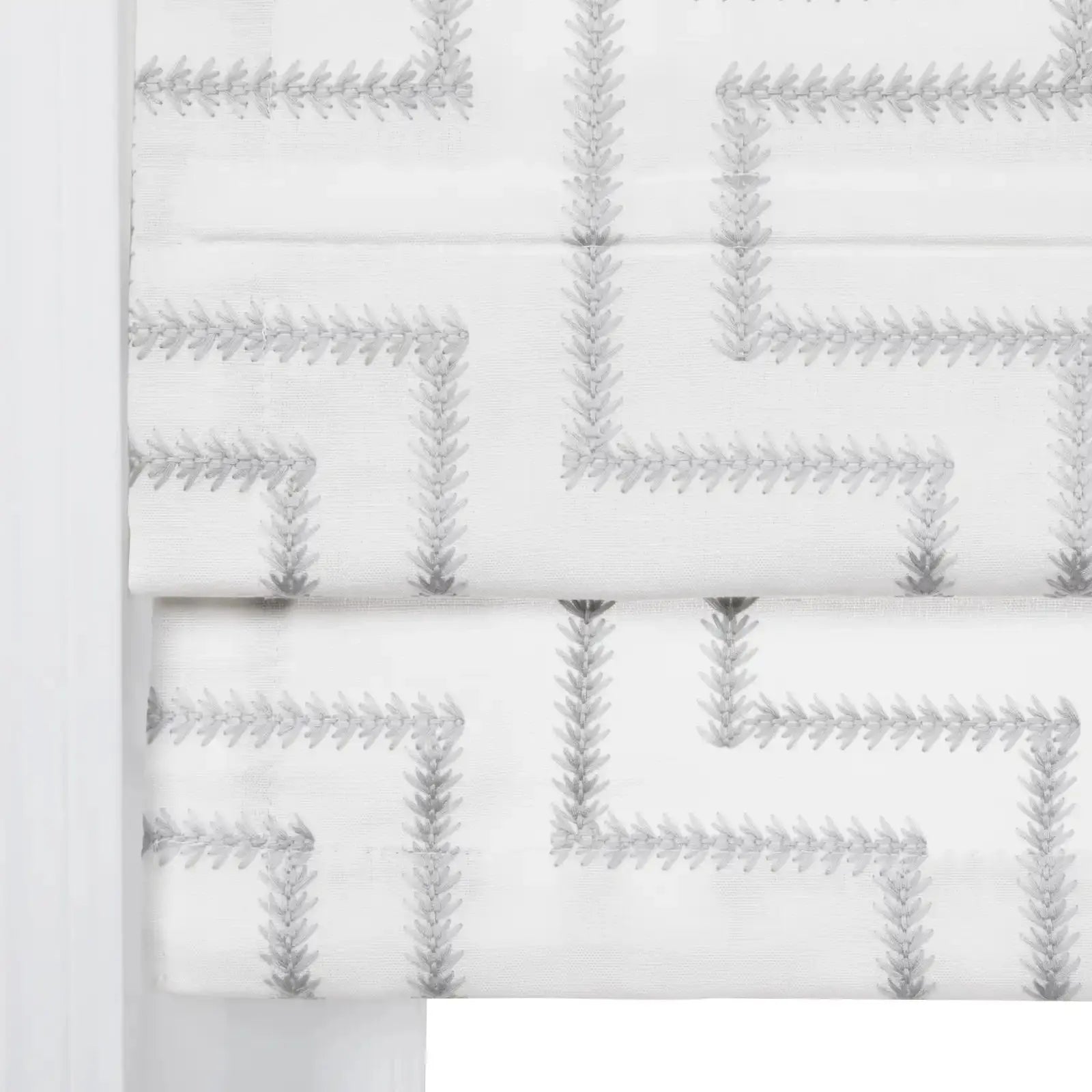 Linnea Linen Cotton Embroidered Roman Shade Cordless -TWOPAGES