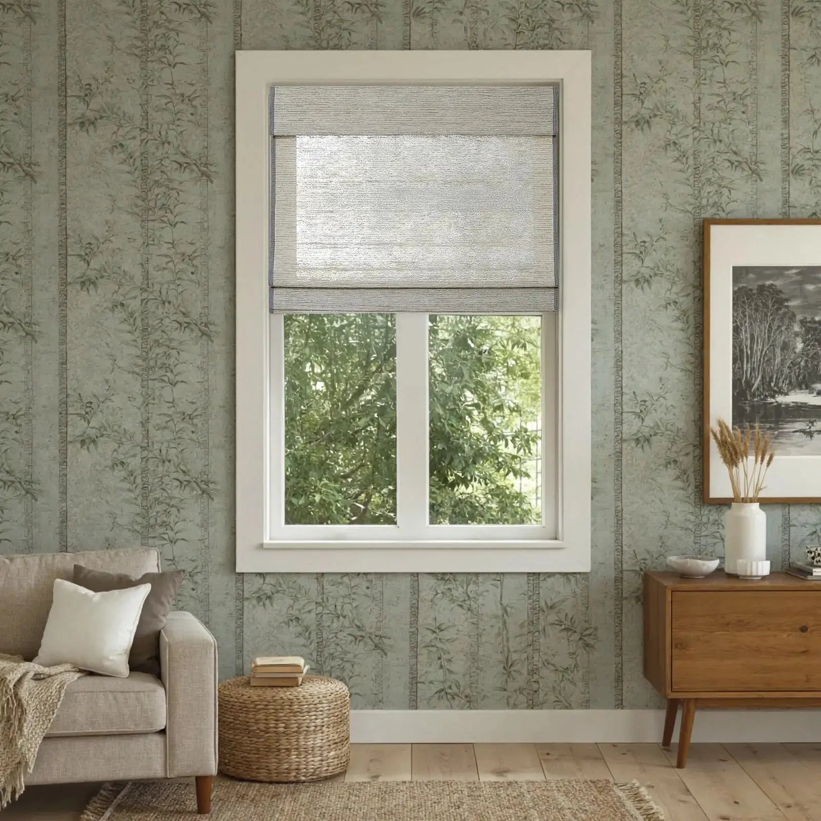 Rae Natural Ramie Flax Woven Wood Shades - Series C -TWOPAGES CURTAINS