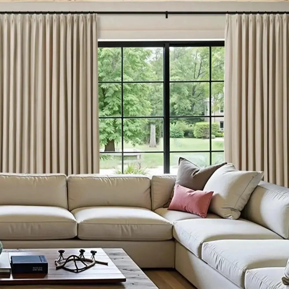 Premium velvet pleated drapery for elegant insulated interiors