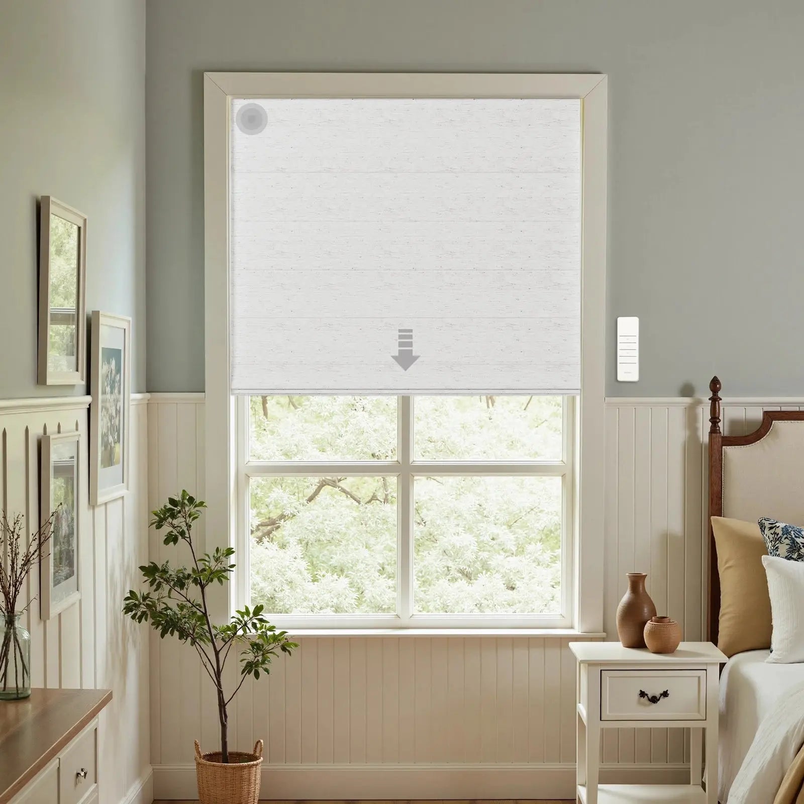 Alvin Motorized Linen Blackout Roman Shade -TWOPAGES