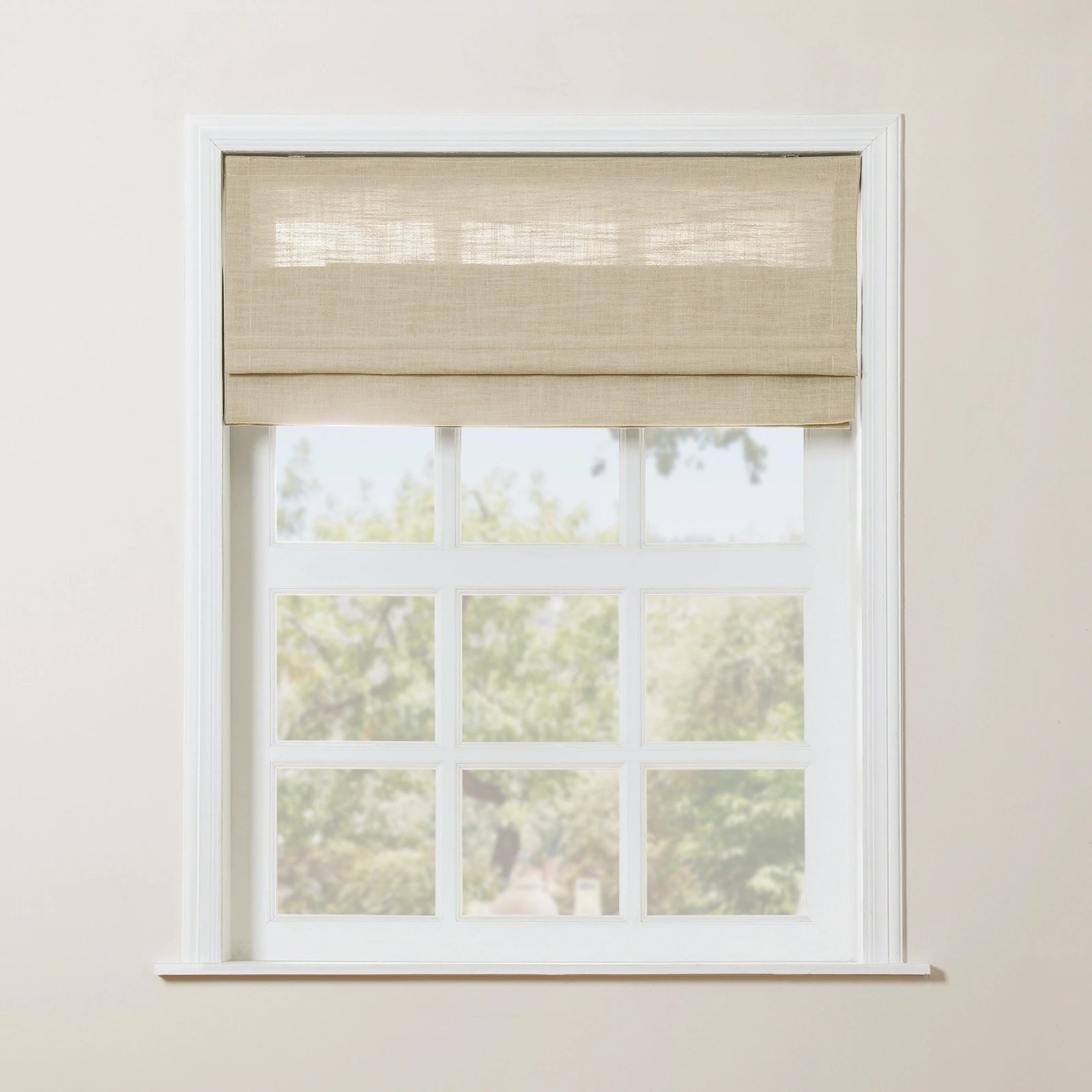 Custom Linen Roman Shade Cordless