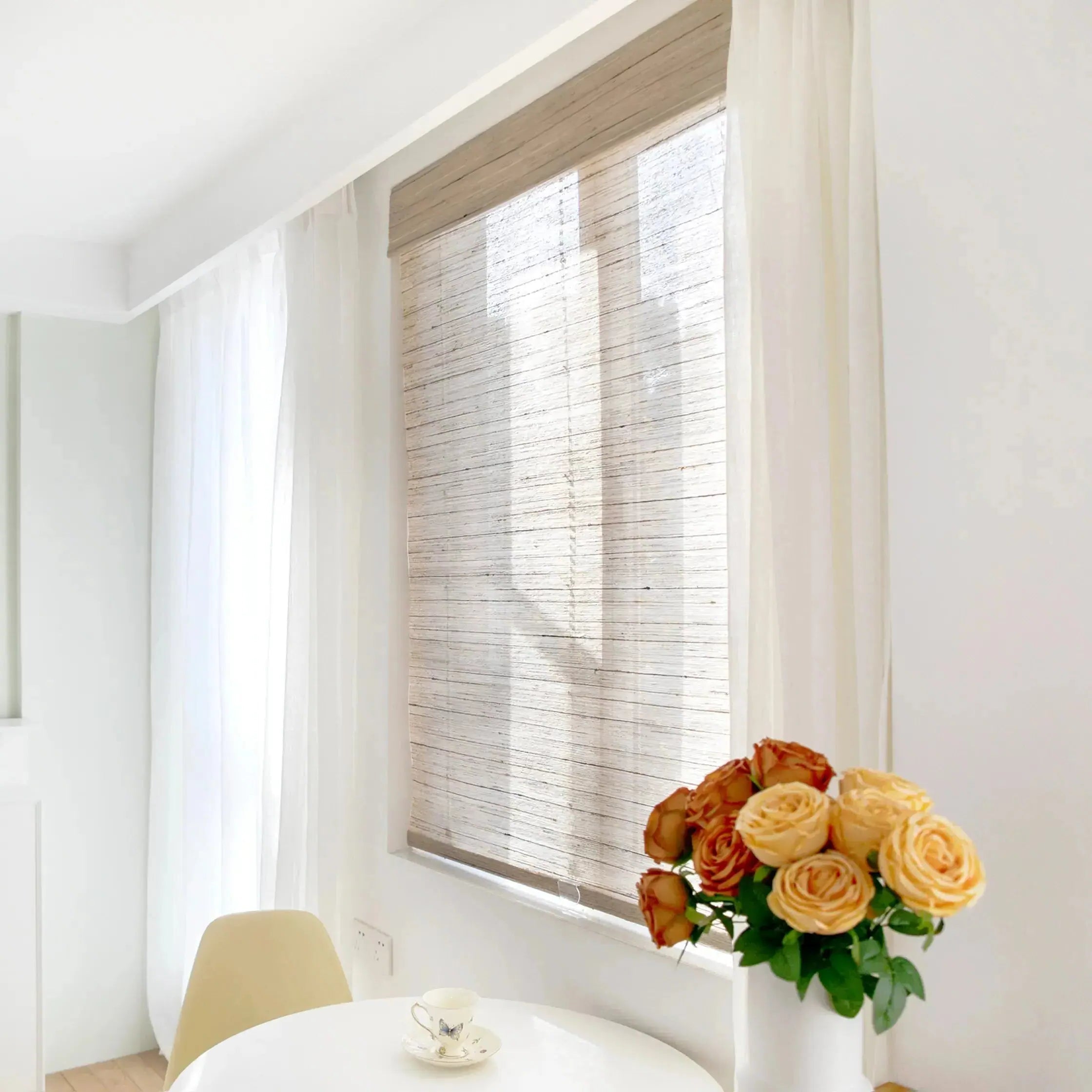 Natural Ramie Bamboo Woven Shade - Beige -TWOPAGES CURTAINS
