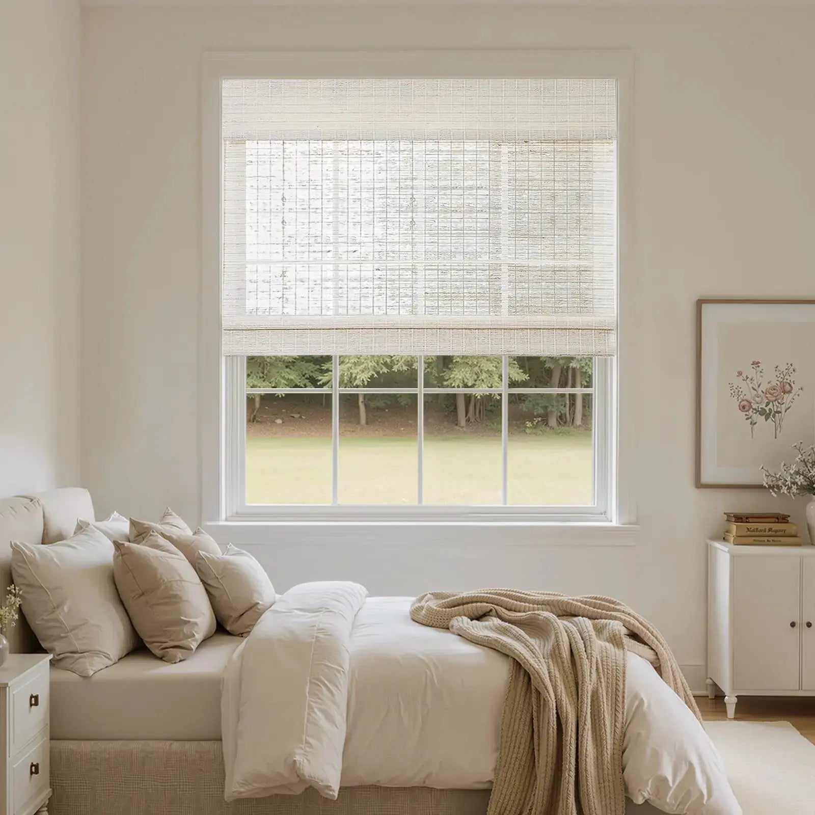 Rae Natural Ramie Flax Woven Wood Shades - Series C -TWOPAGES CURTAINS