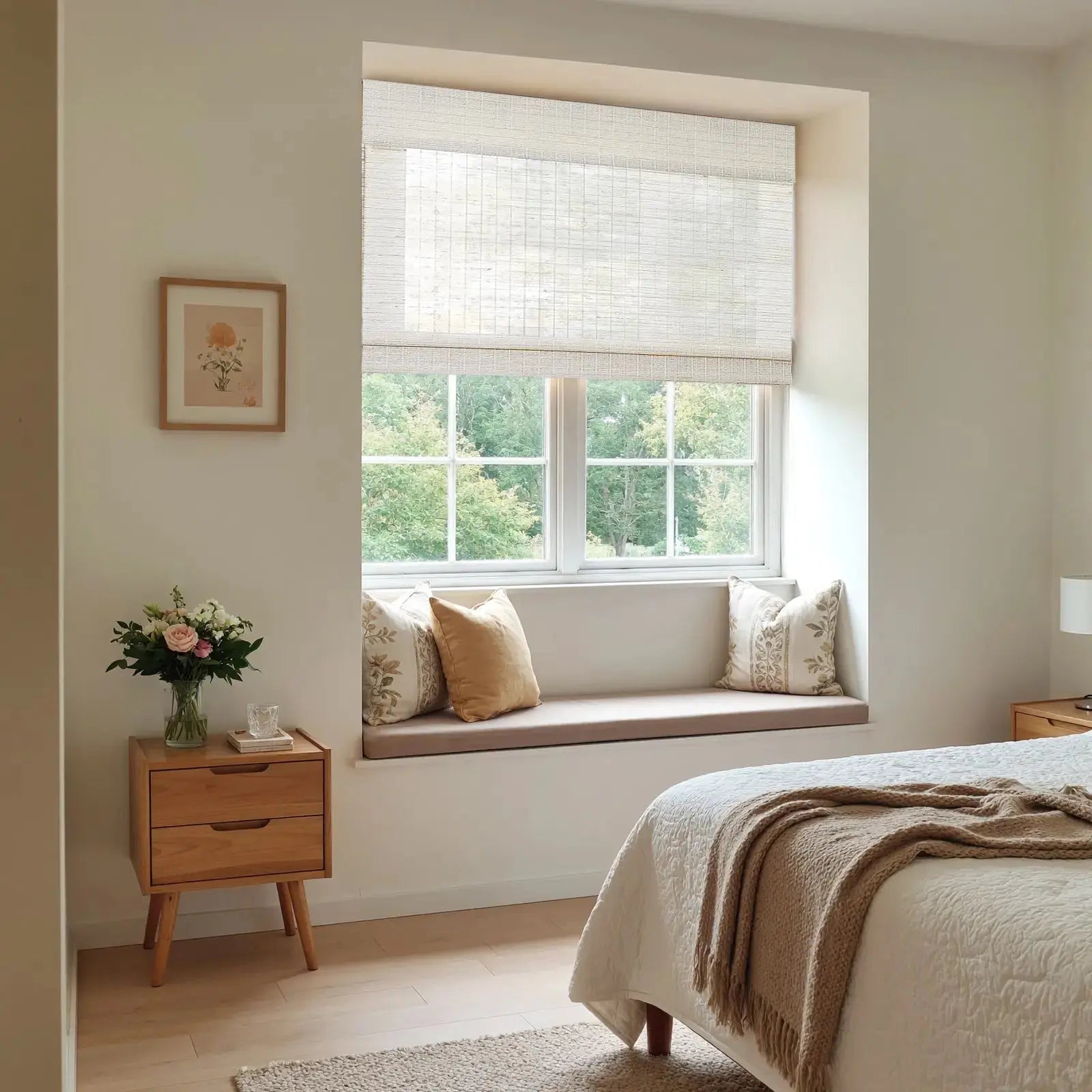 Rae Natural Ramie Flax Woven Wood Shades - Series C -TWOPAGES CURTAINS