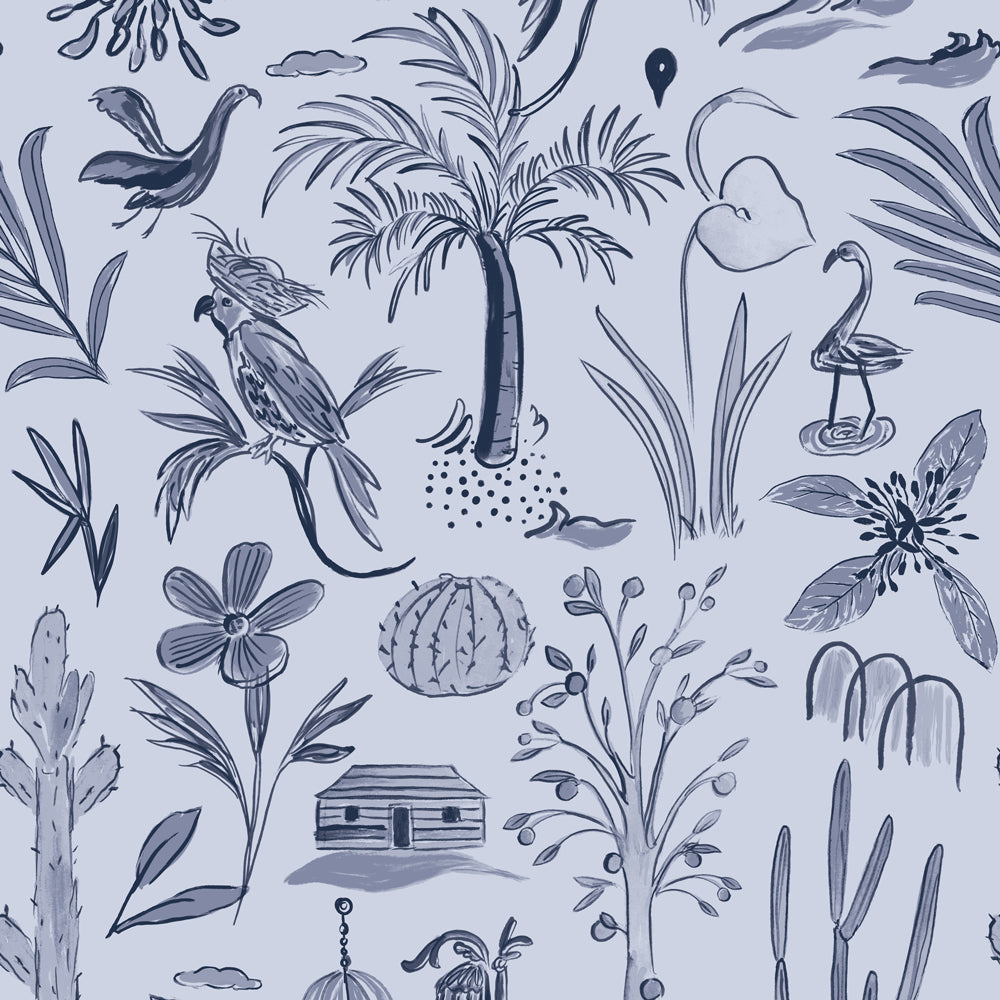 Tropical Painterly Floral Peel and Stick Wallpaper
