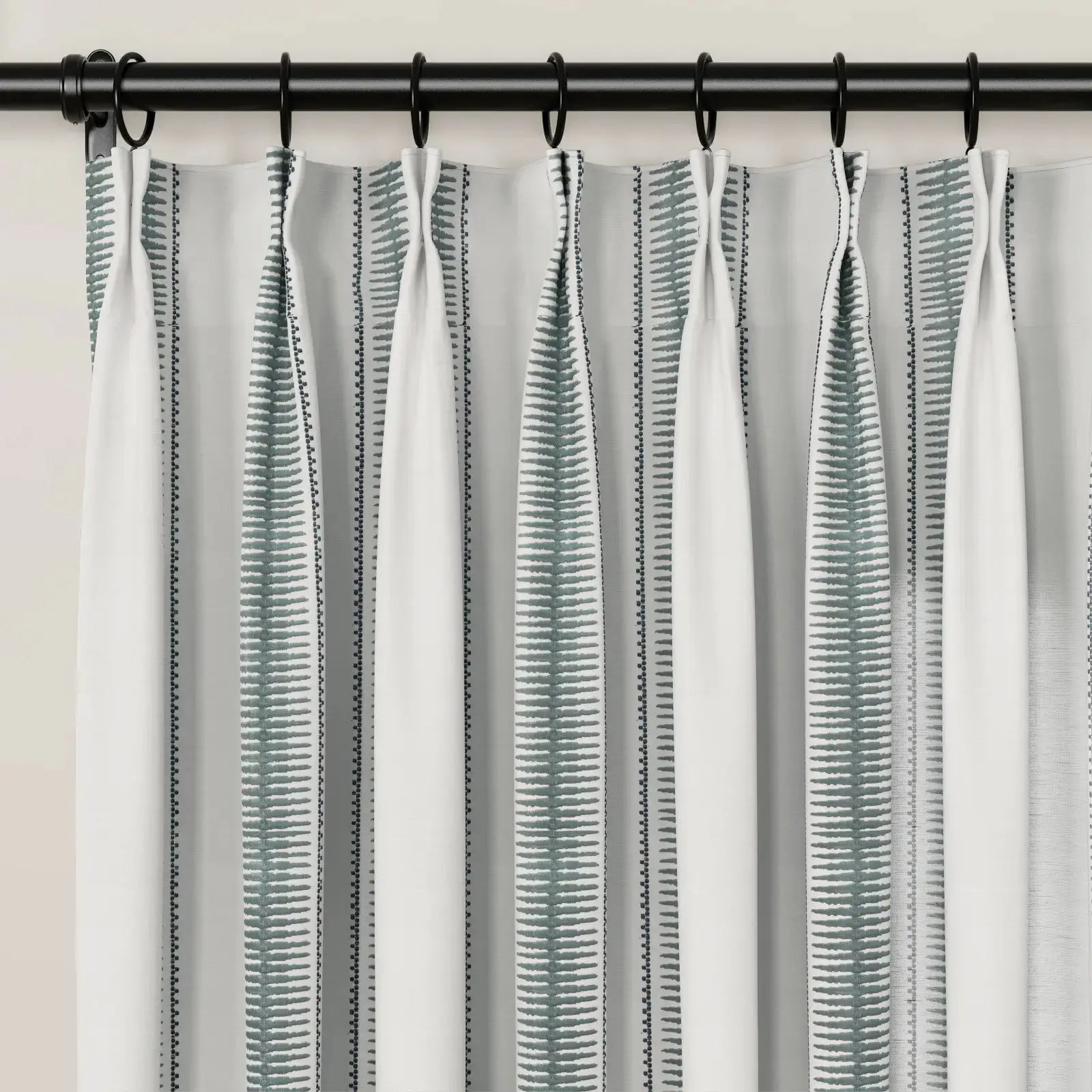 linen cotton embroidered pleated drapery for elegant insulated style