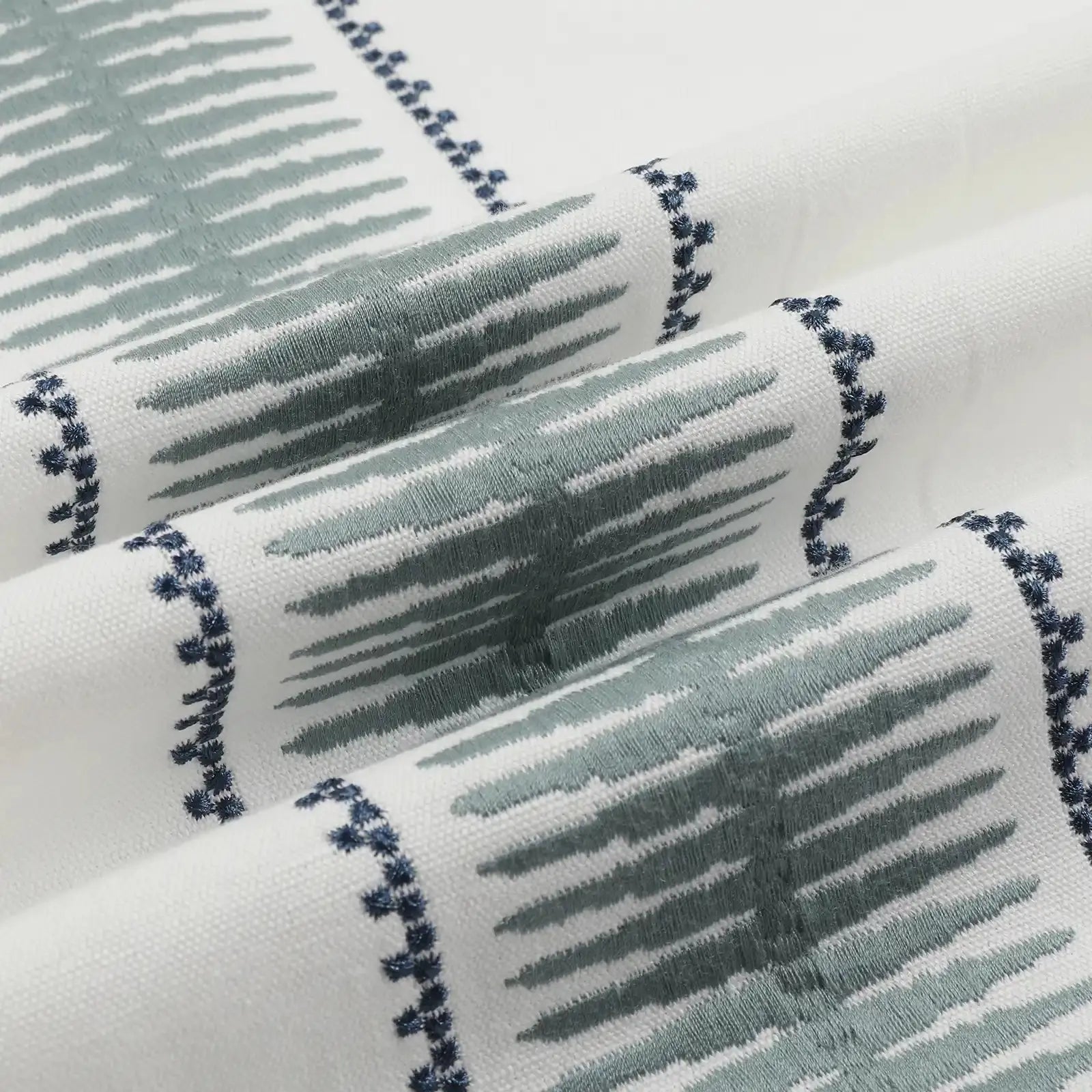 linen cotton embroidered pleated drapery for elegant insulated style