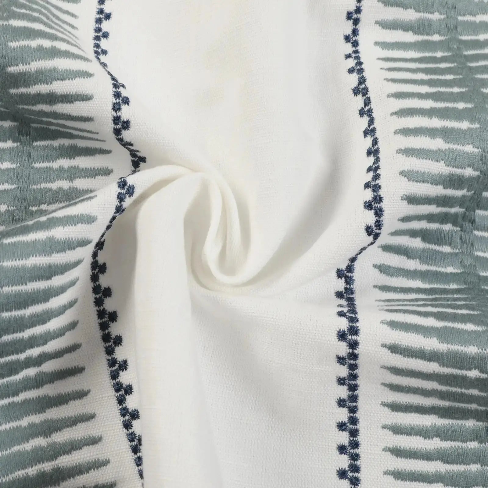 linen cotton embroidered pleated drapery for elegant insulated style