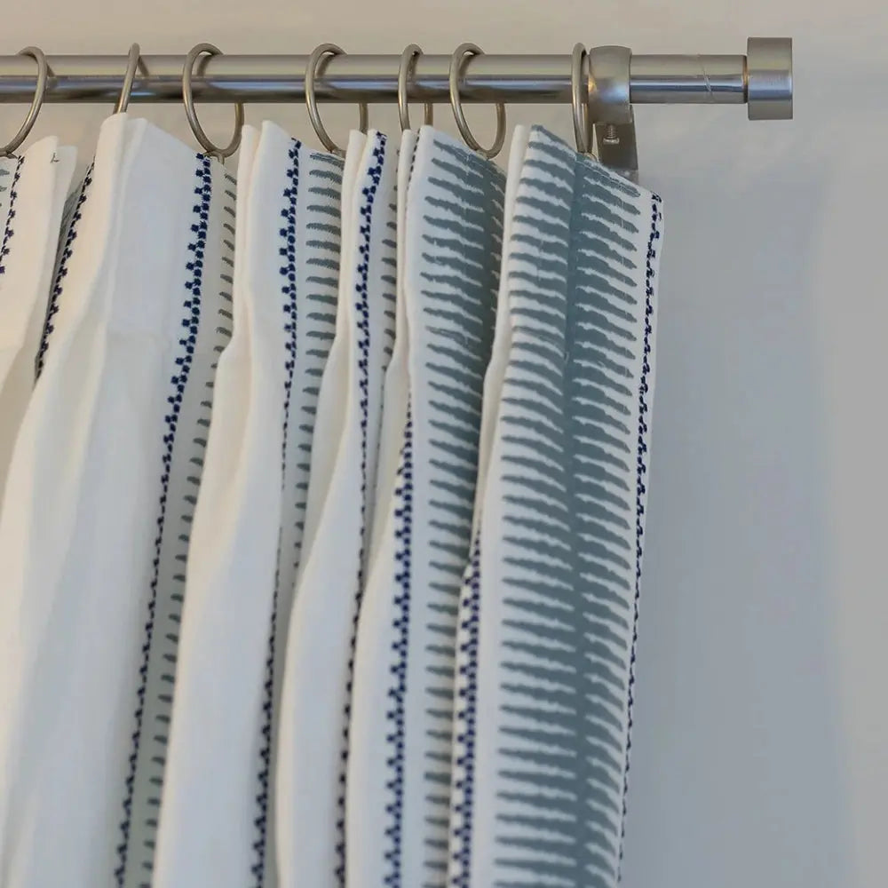 linen cotton embroidered pleated drapery for elegant insulated style