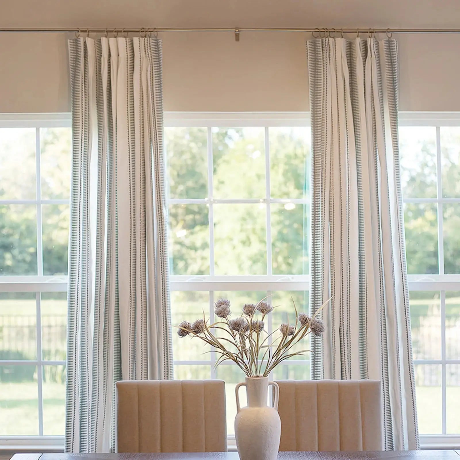 Linnea Linen Cotton Embroidered Curtain Pleated -TWOPAGES