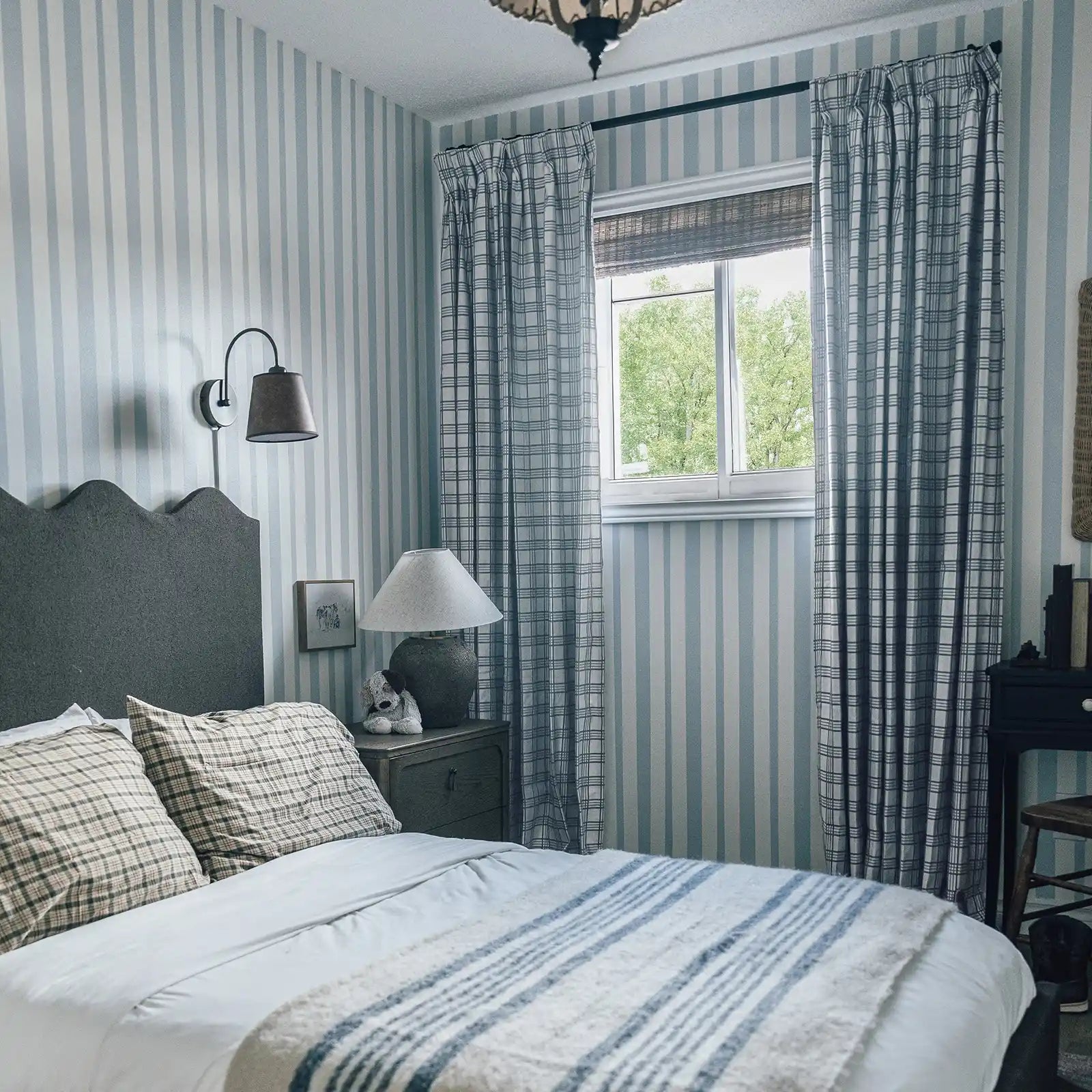 Floral print linen cotton pleated drapery for elegant insulated style