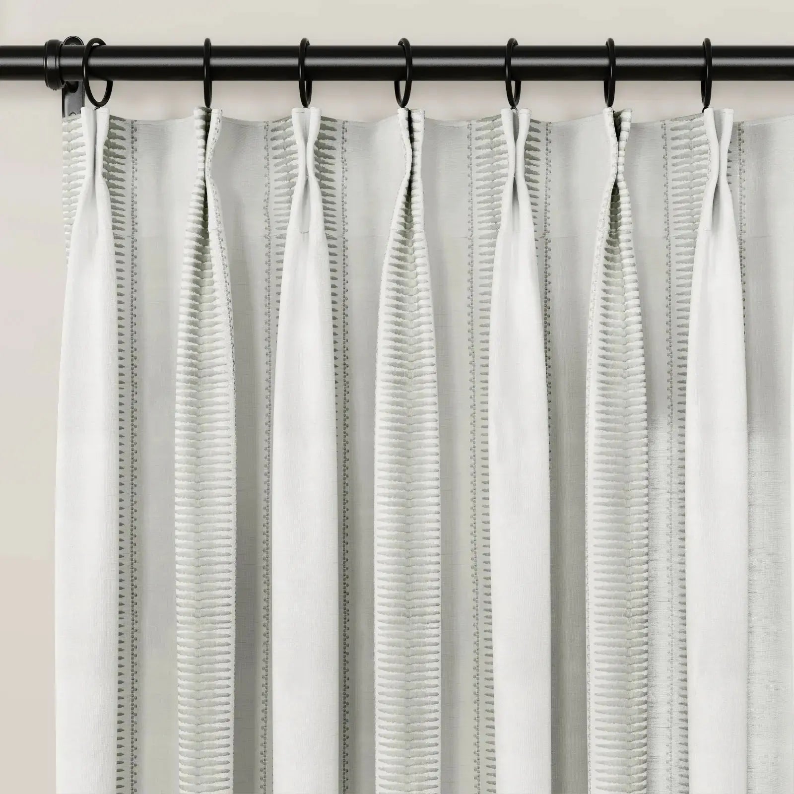 linen cotton embroidered pleated drapery for elegant insulated style