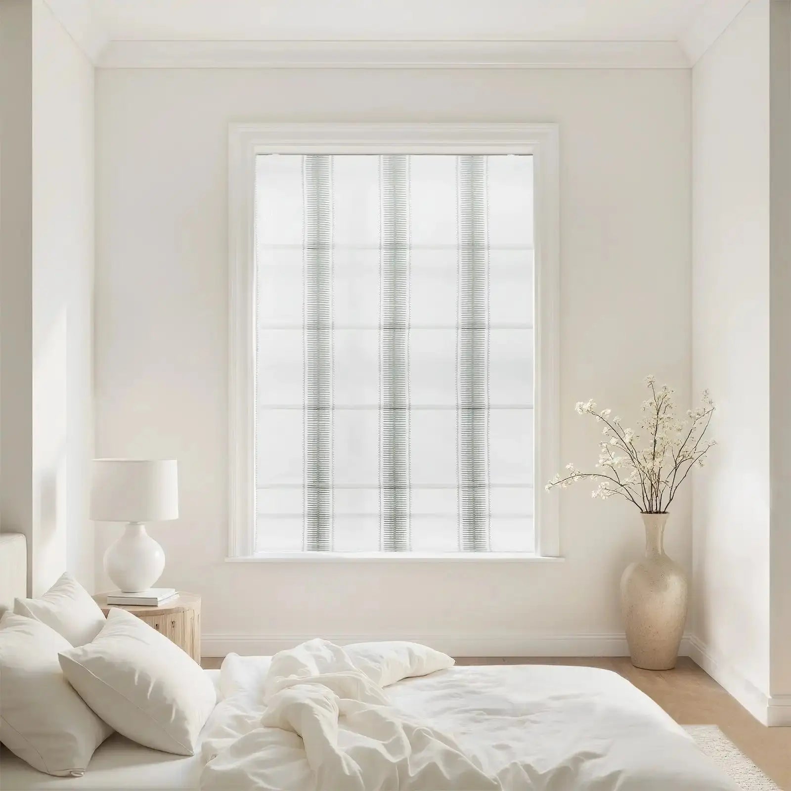 Linnea Linen Cotton Embroidered Roman Shade Cordless -TWOPAGES