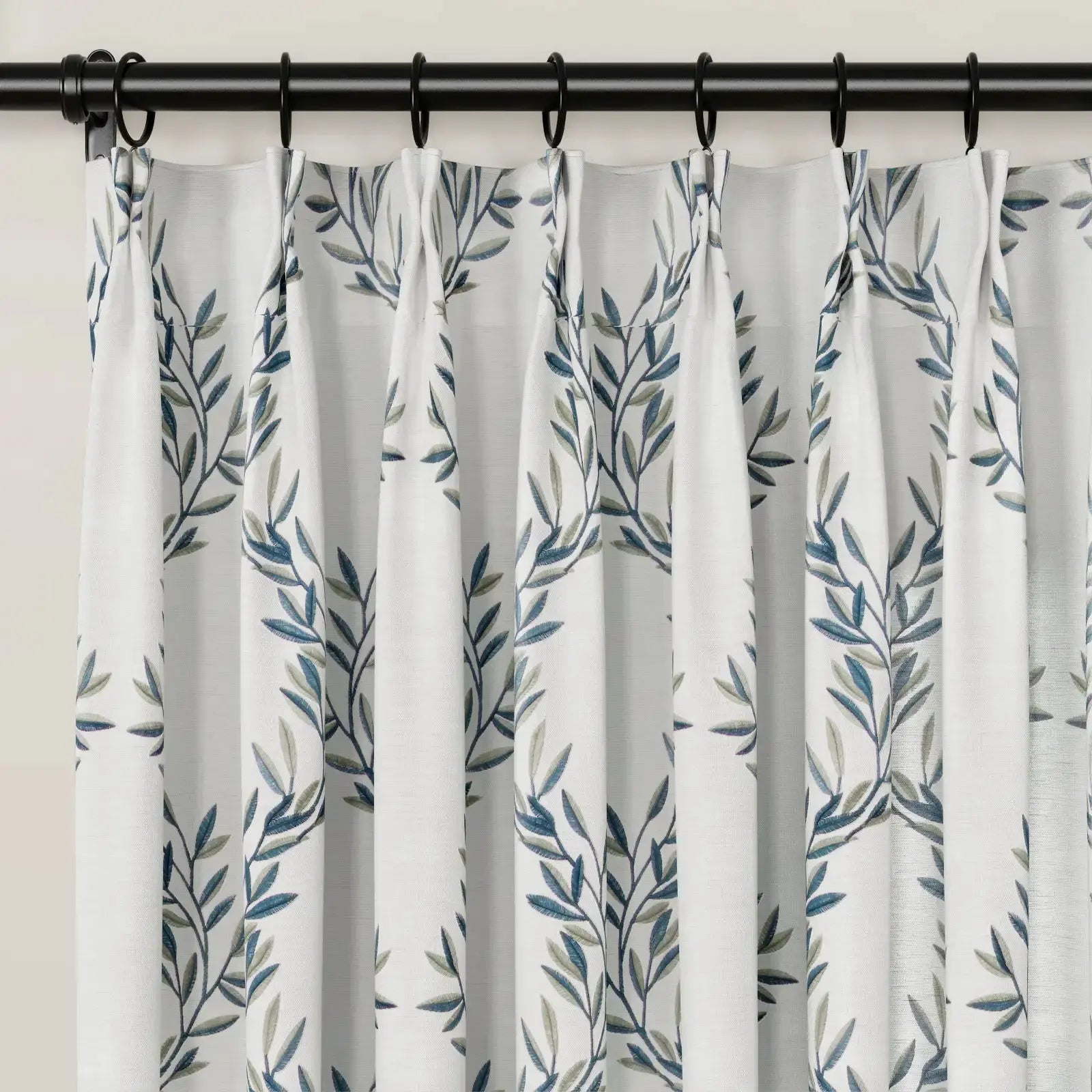 linen cotton embroidered pleated drapery for elegant insulated style