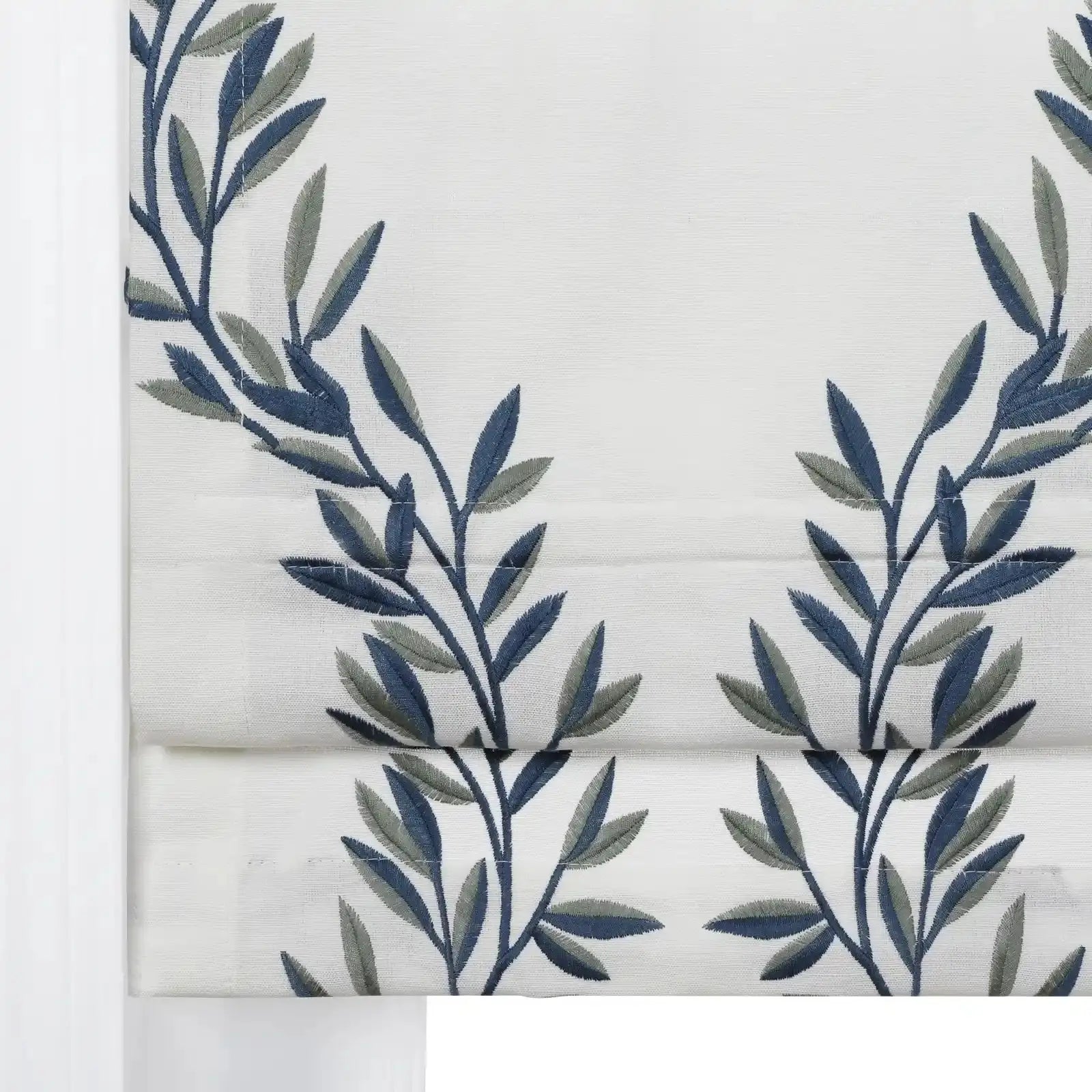 Linnea Linen Cotton Embroidered Roman Shade Cordless -TWOPAGES