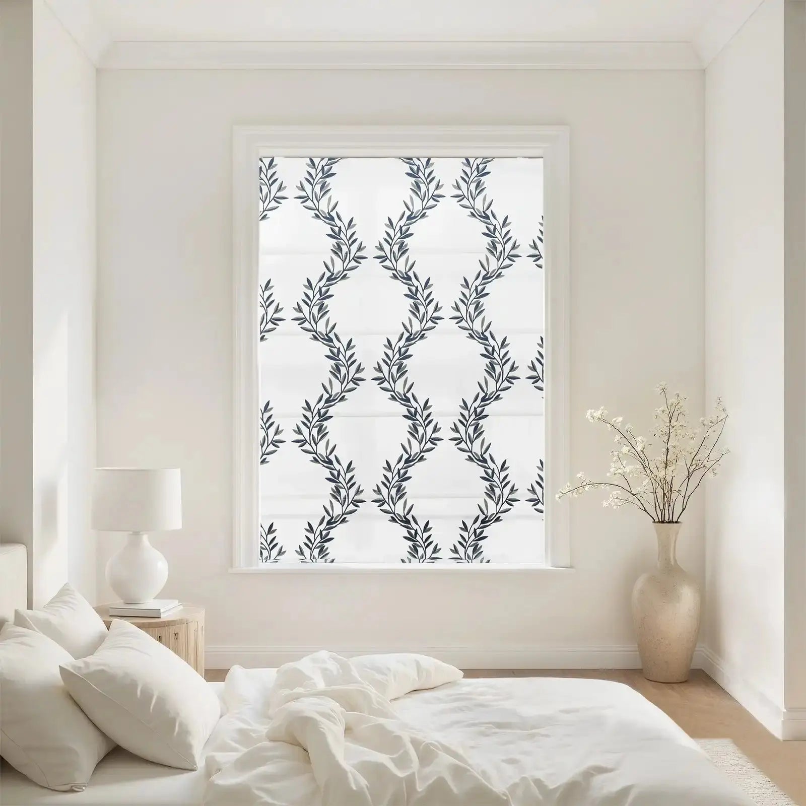 Linnea Linen Cotton Embroidered Roman Shade Cordless -TWOPAGES