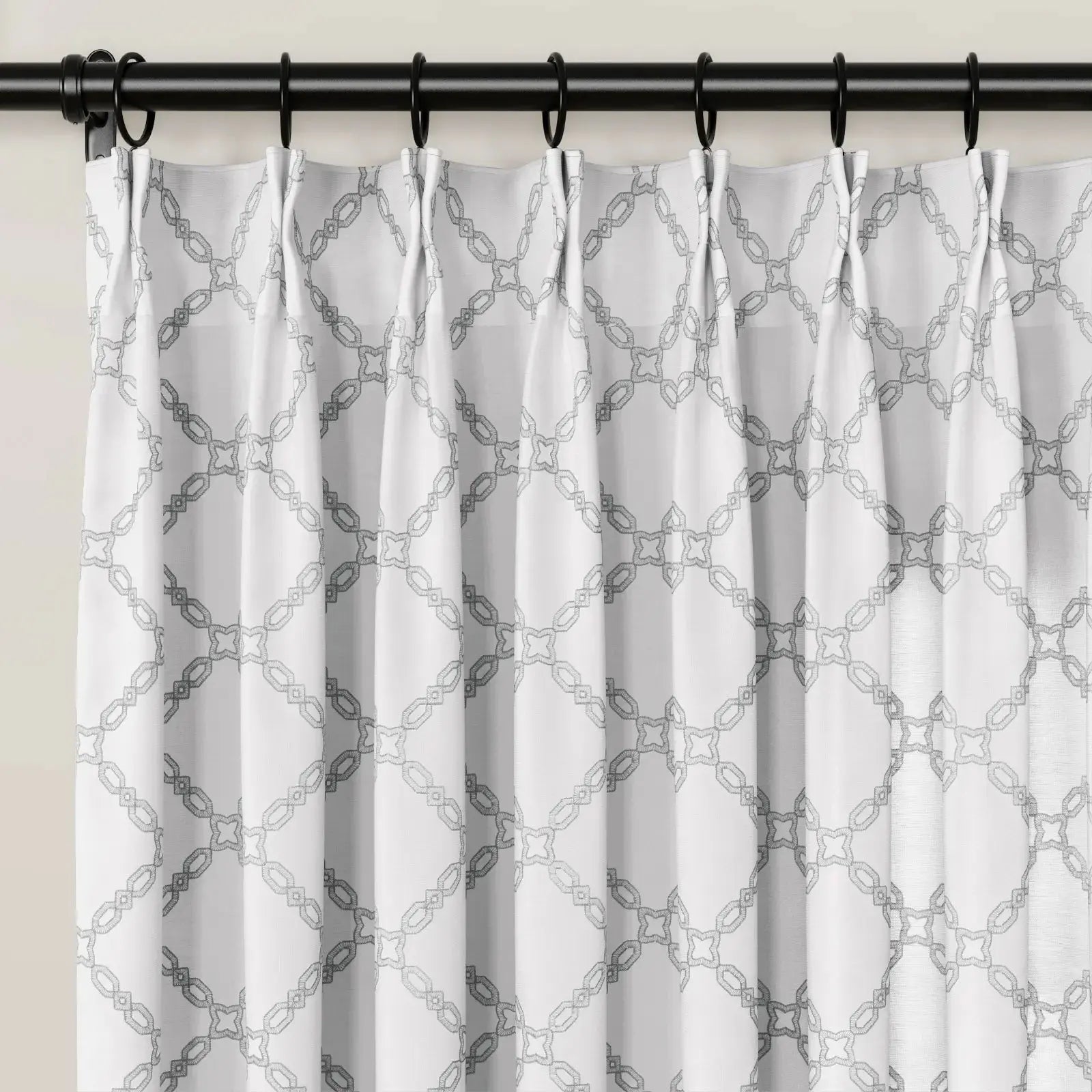 linen cotton embroidered pleated drapery for elegant insulated style