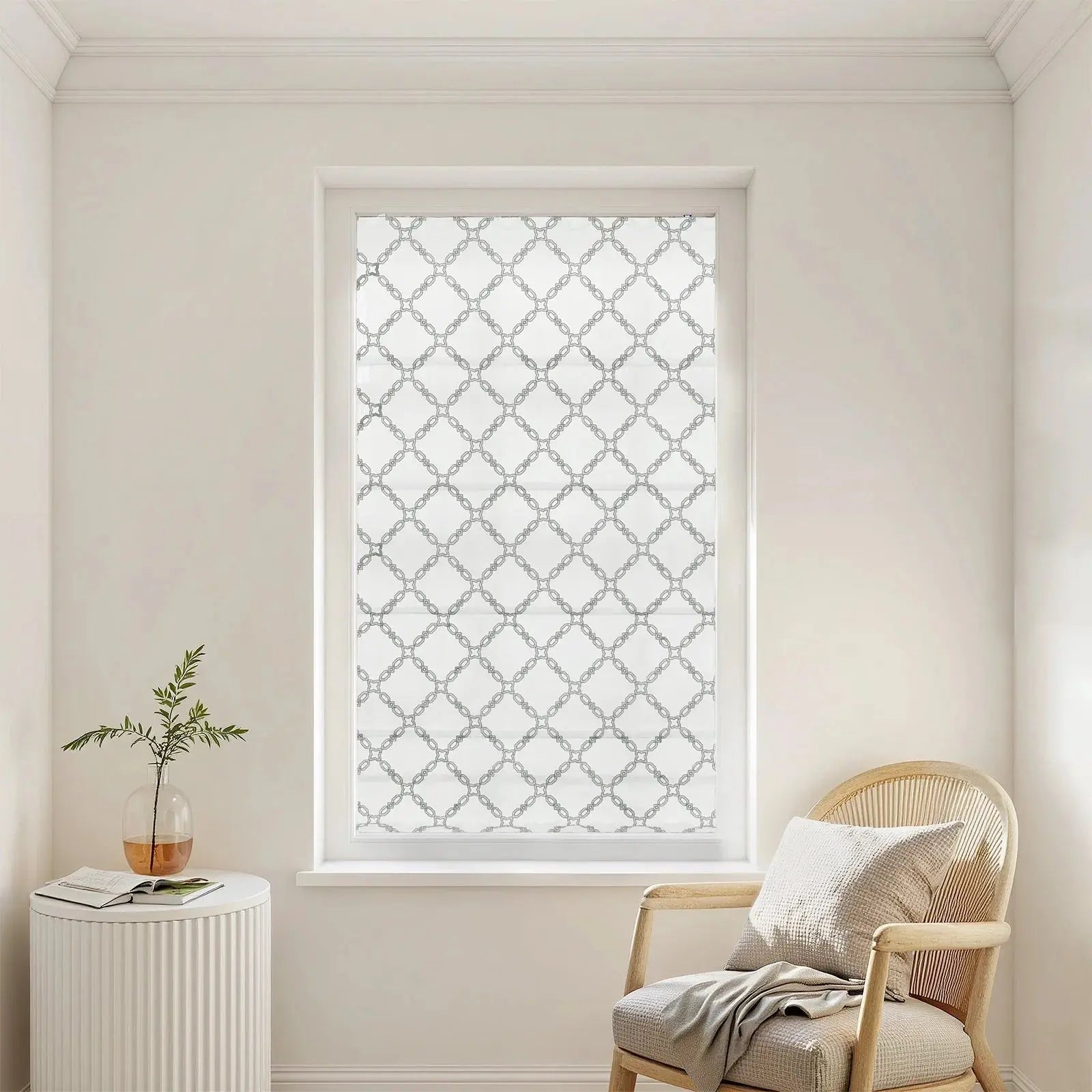 Linnea Linen Cotton Embroidered Roman Shade Cordless -TWOPAGES