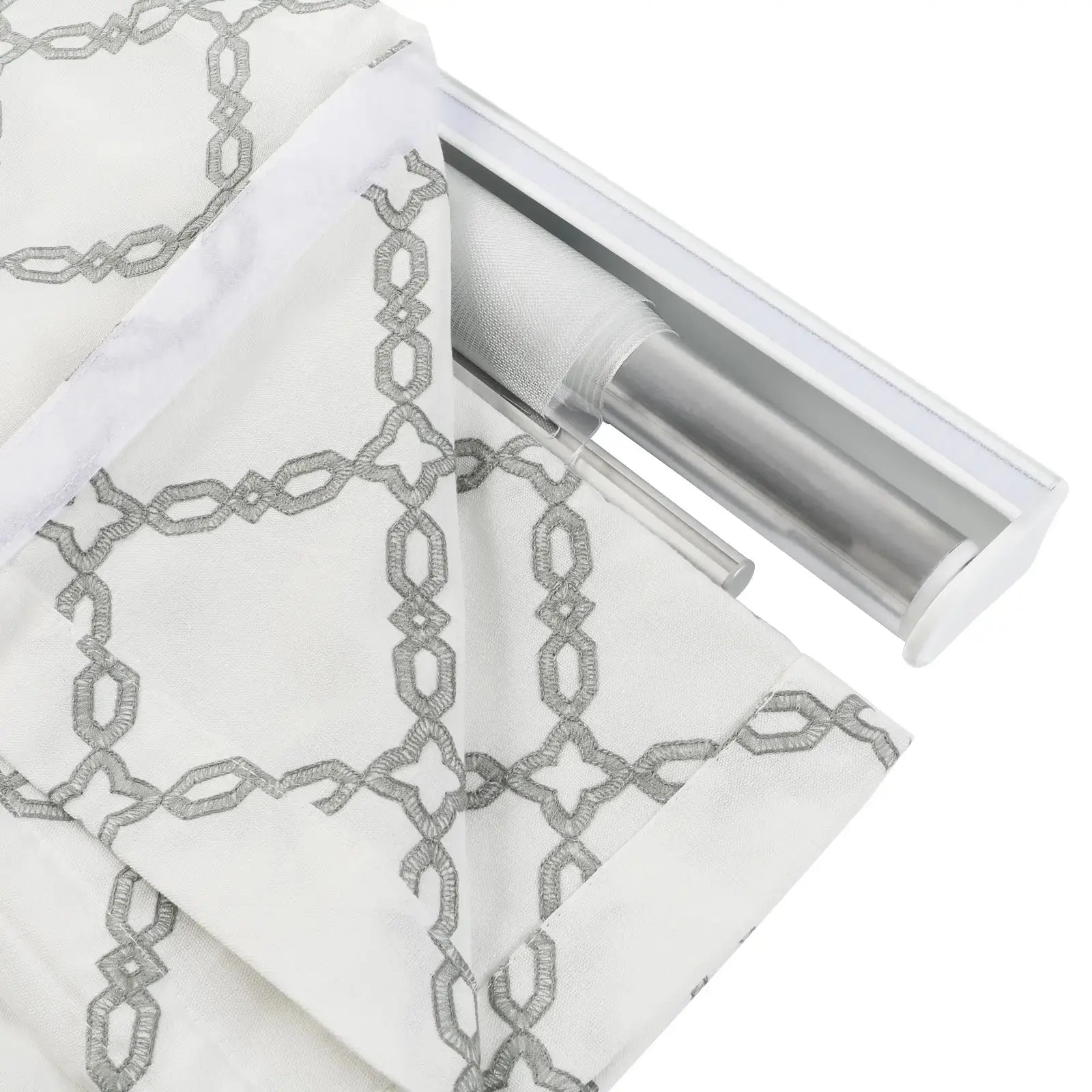 Linnea Linen Cotton Embroidered Roman Shade Cordless -TWOPAGES