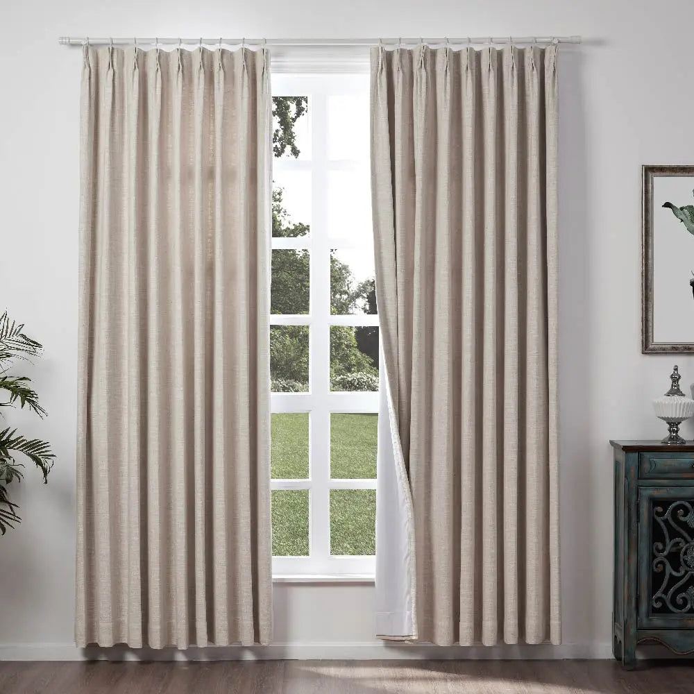 linen extra wide pleated drapery for elegant insulated interiors